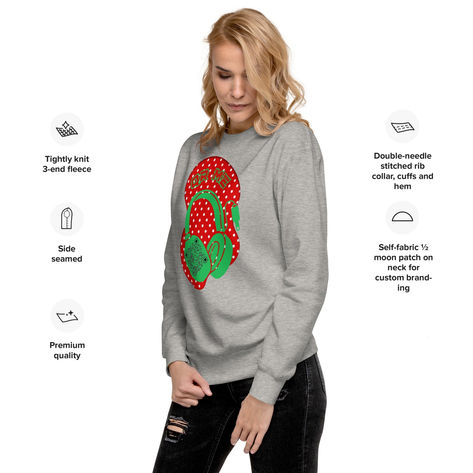 Personalized QR Code Polka Dot Sweatshirt β Tune In & Stand Out