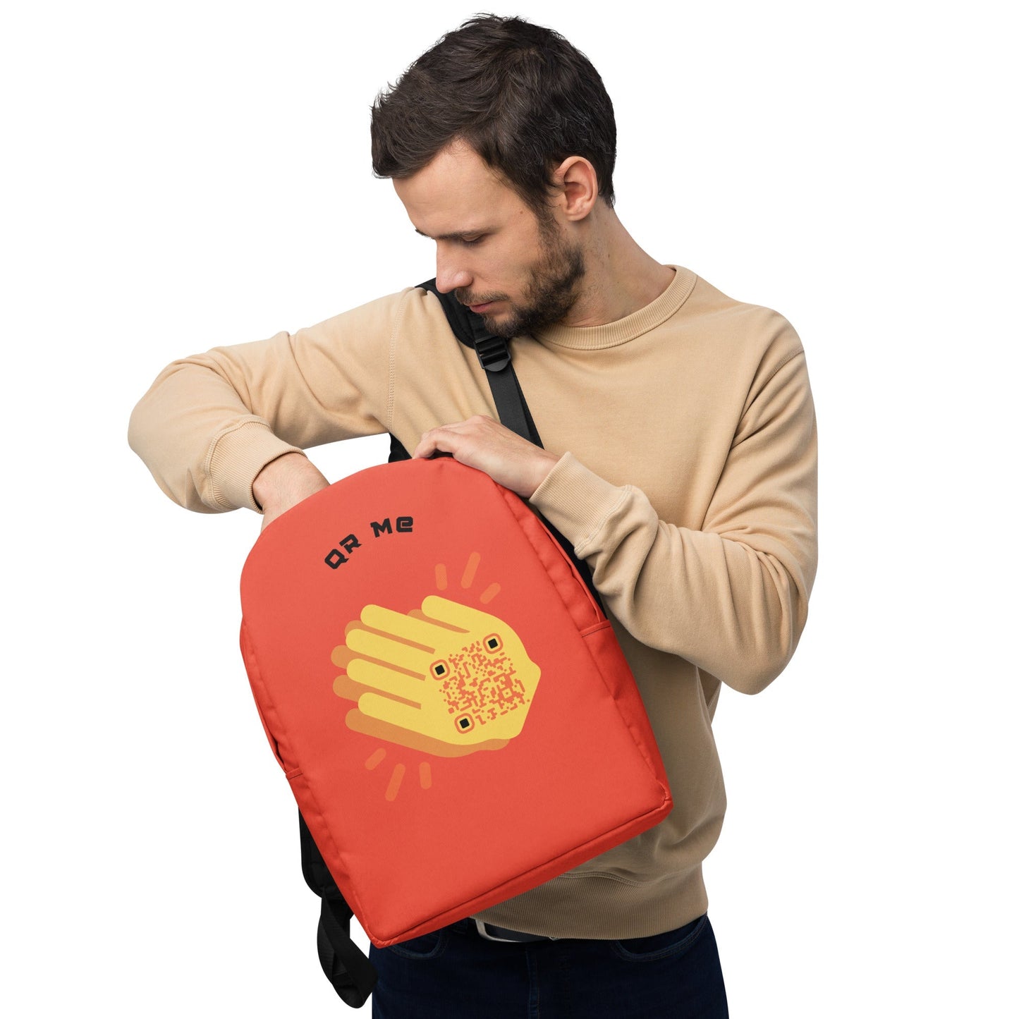 Wave Emoji Personalized QR Code Backpack