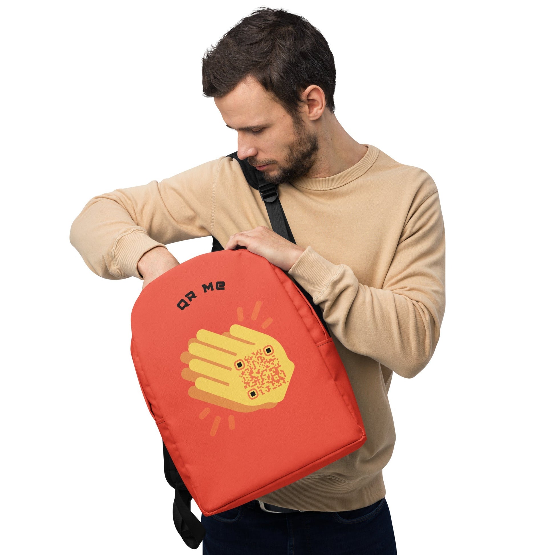 Wave Emoji Personalized QR Code Backpack