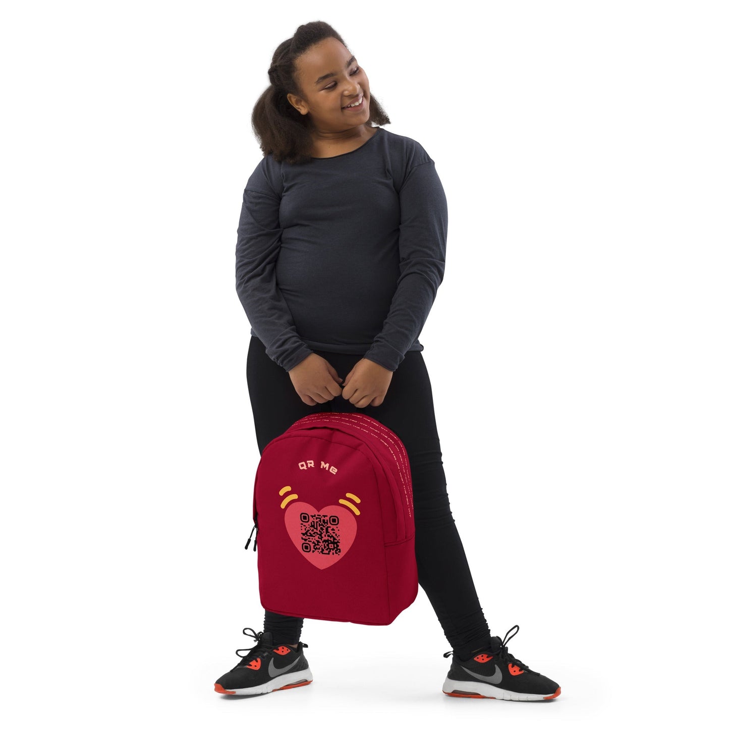 Pink Heart Emoji Personalized QR Code Backpack
