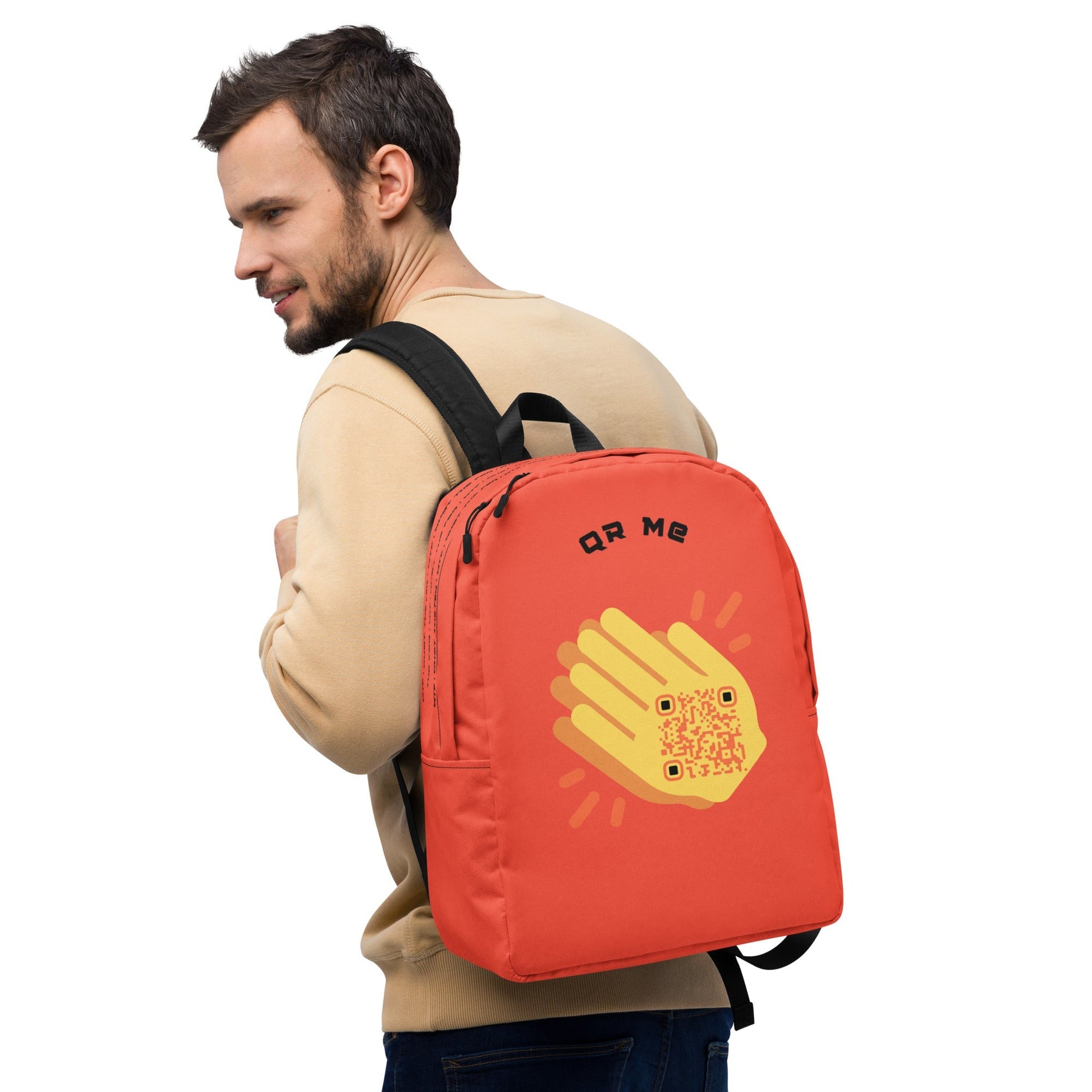 Wave Emoji Personalized QR Code Backpack