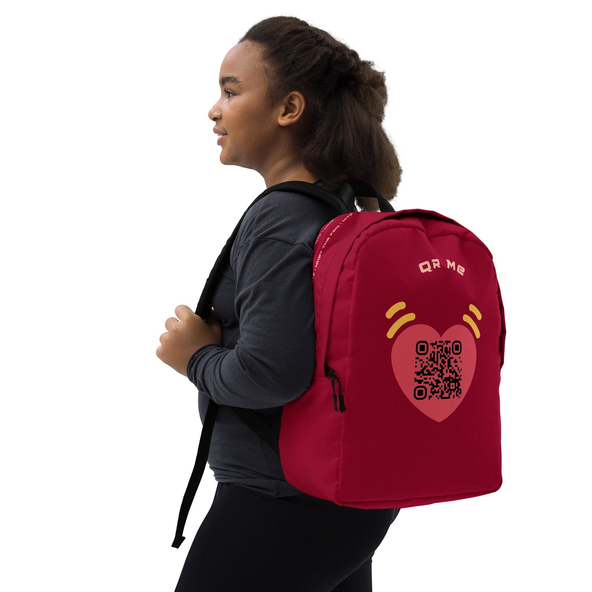 Pink Heart Emoji Personalized QR Code Backpack
