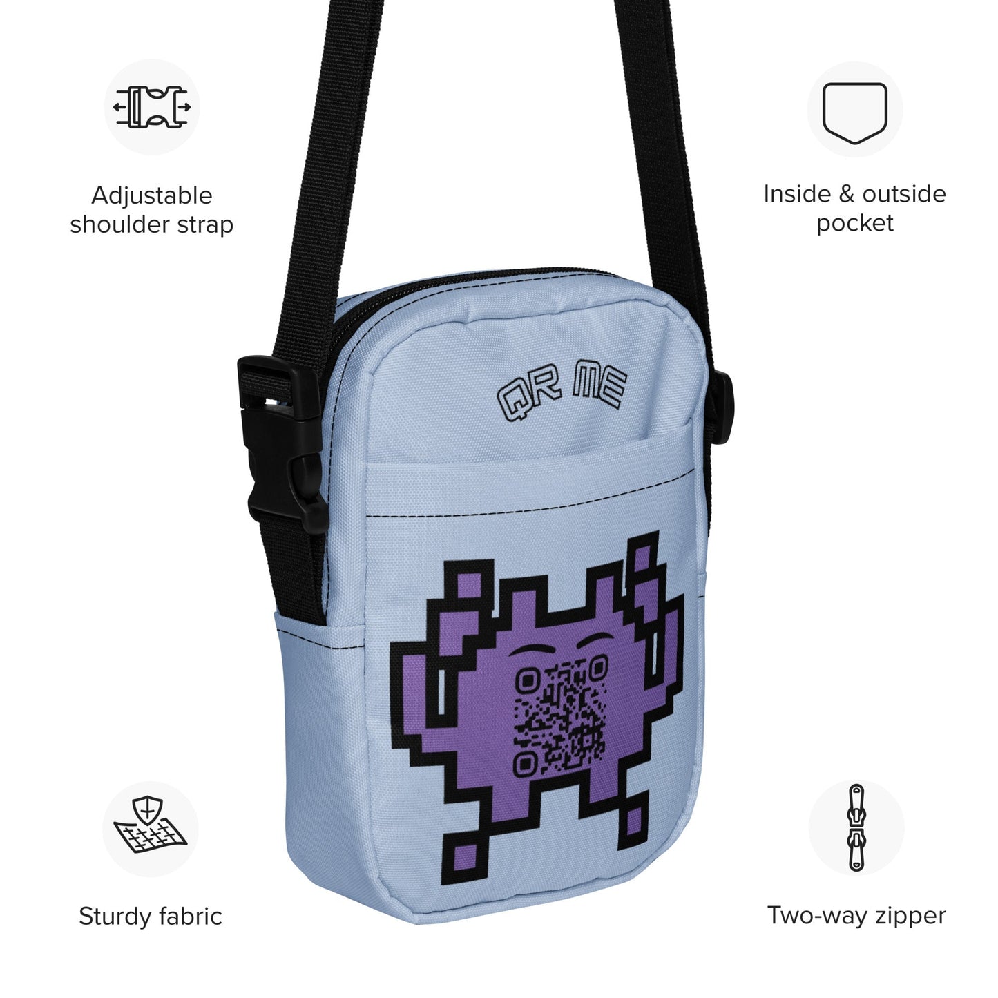 Alien Emoji Personalized QR Code crossbody bag