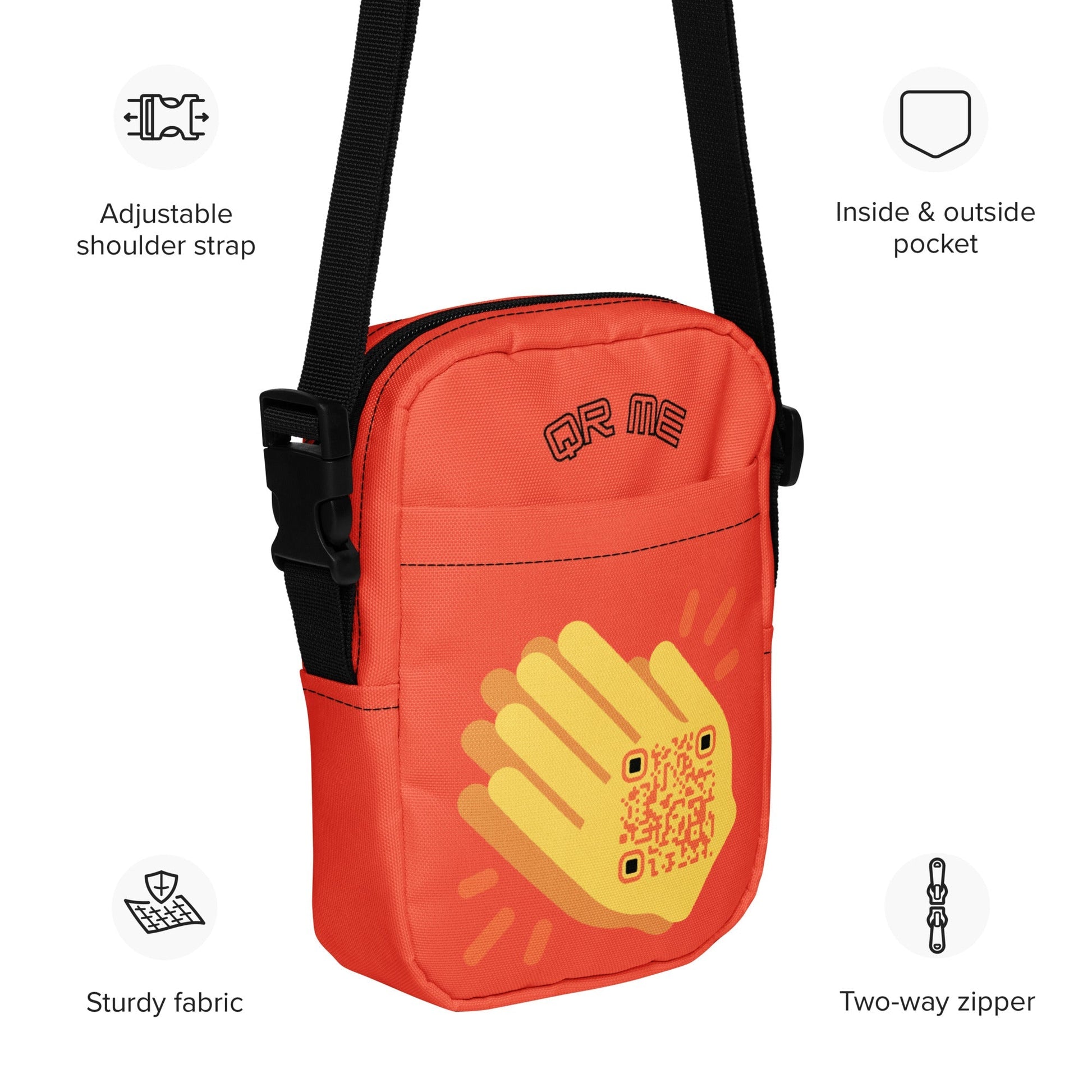 Wave Emoji Personalized QR Code crossbody bag