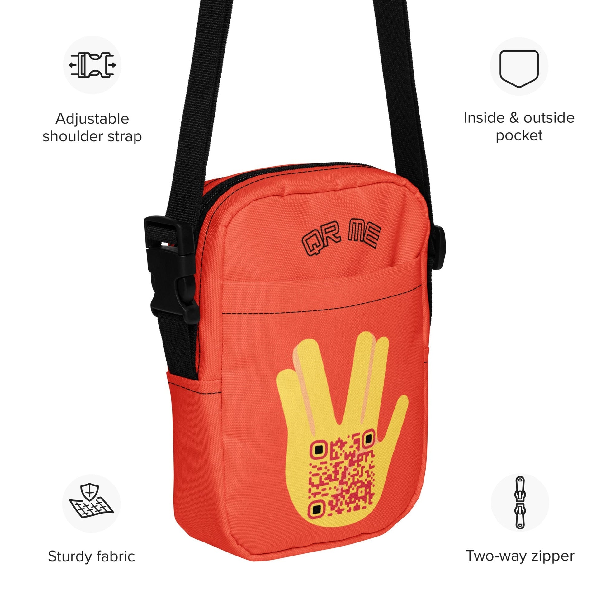 Vulcan Wave Emoji Personalized QR Code crossbody bag