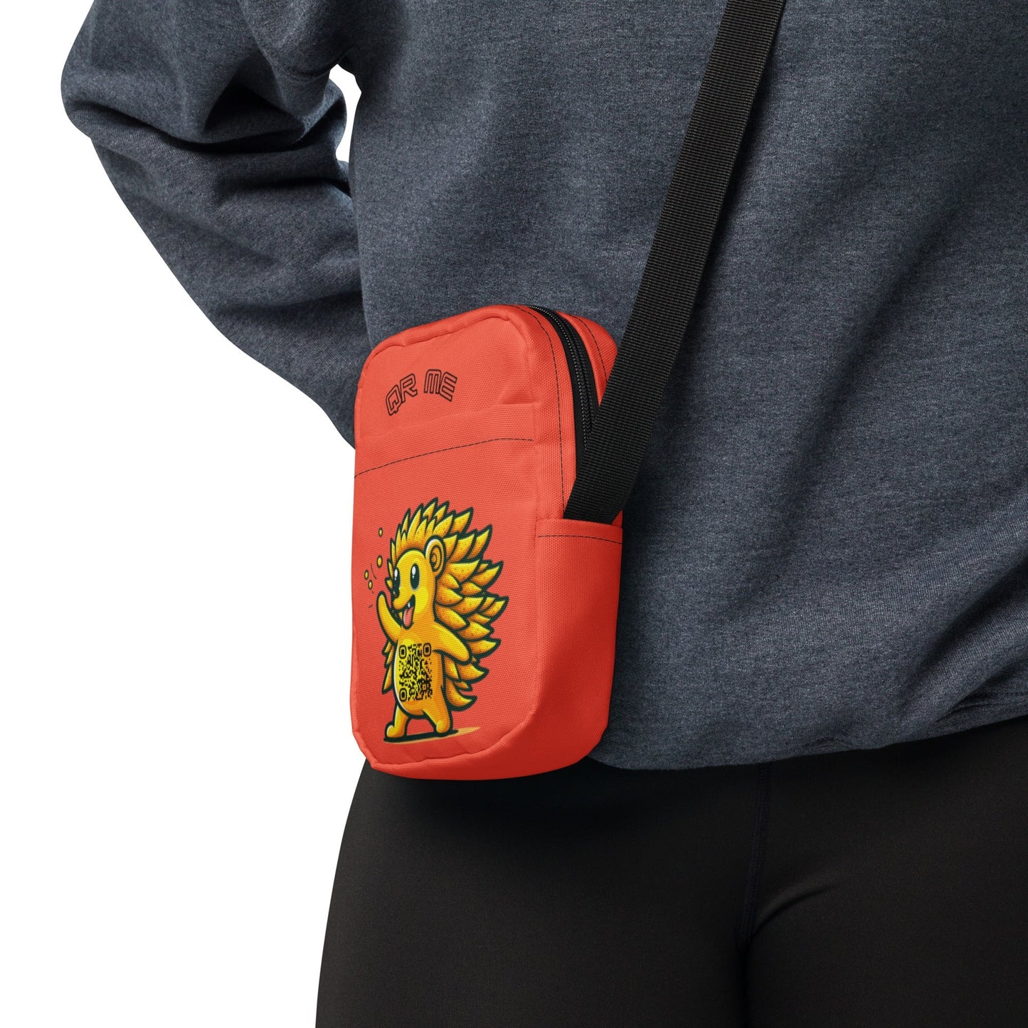 Hedgehog Emoji Personalized QR Code Crossbody Bag