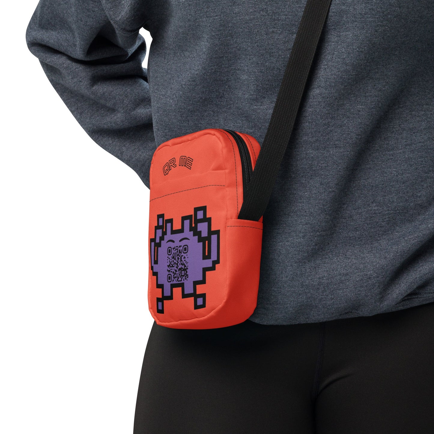 Alien Emoji Personalized QR Code crossbody bag
