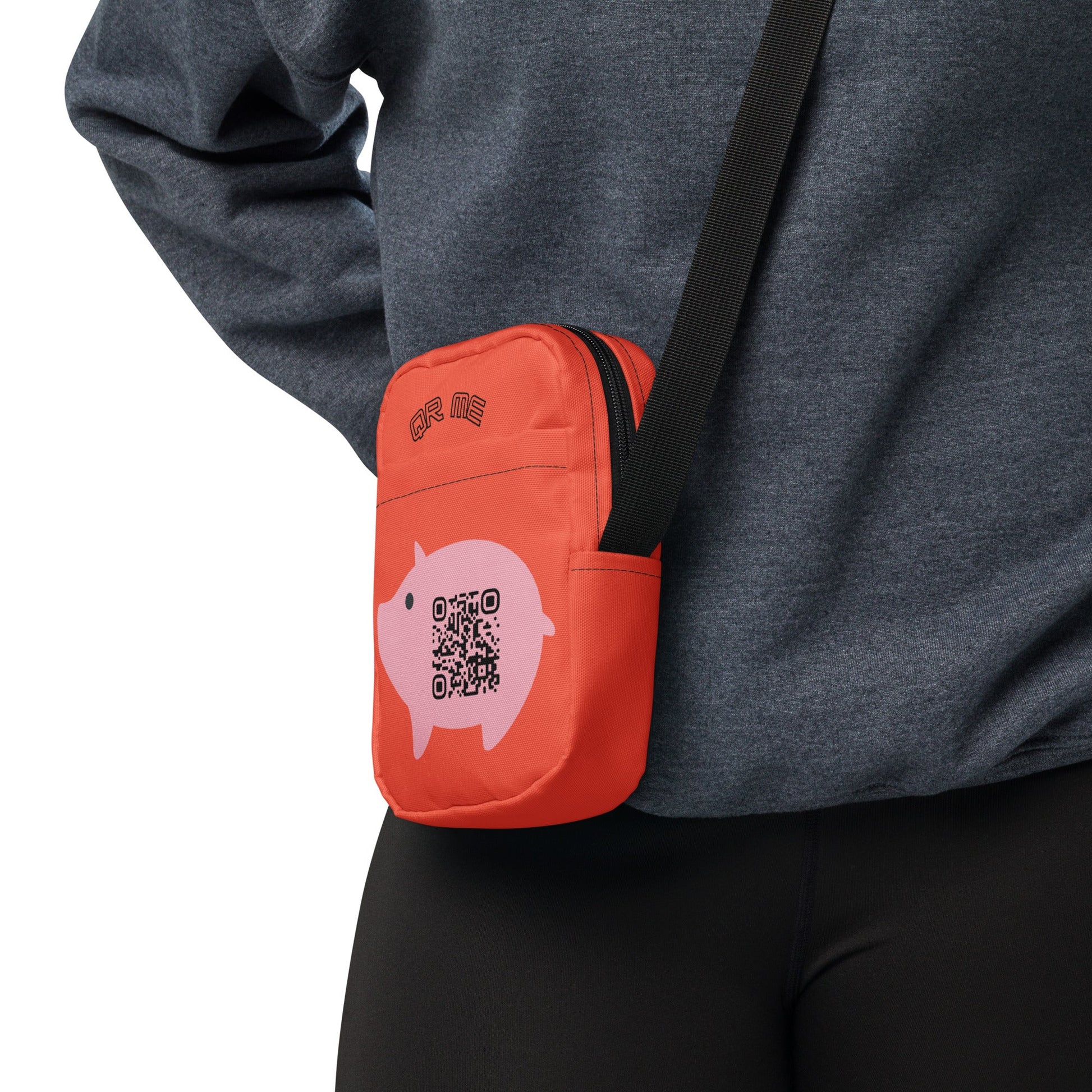 Cute Pig Emoji Personalized QR Code crossbody bag
