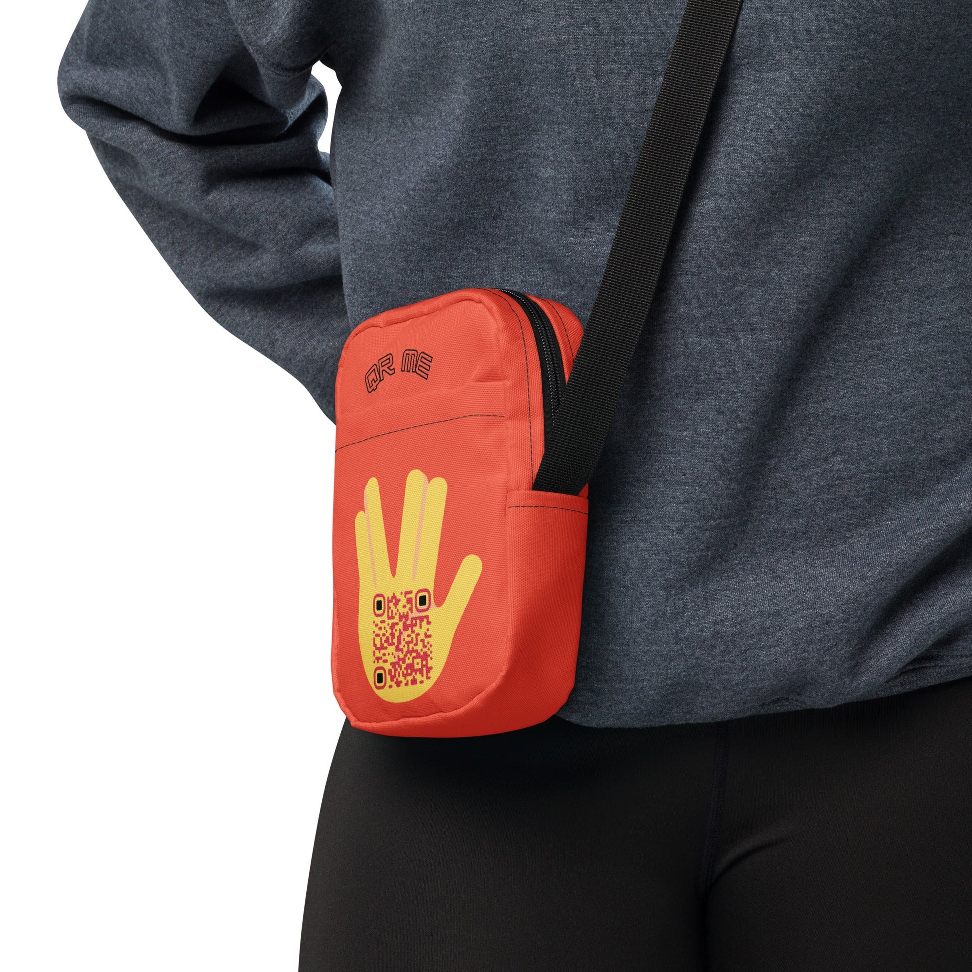 Vulcan Wave Emoji Personalized QR Code crossbody bag