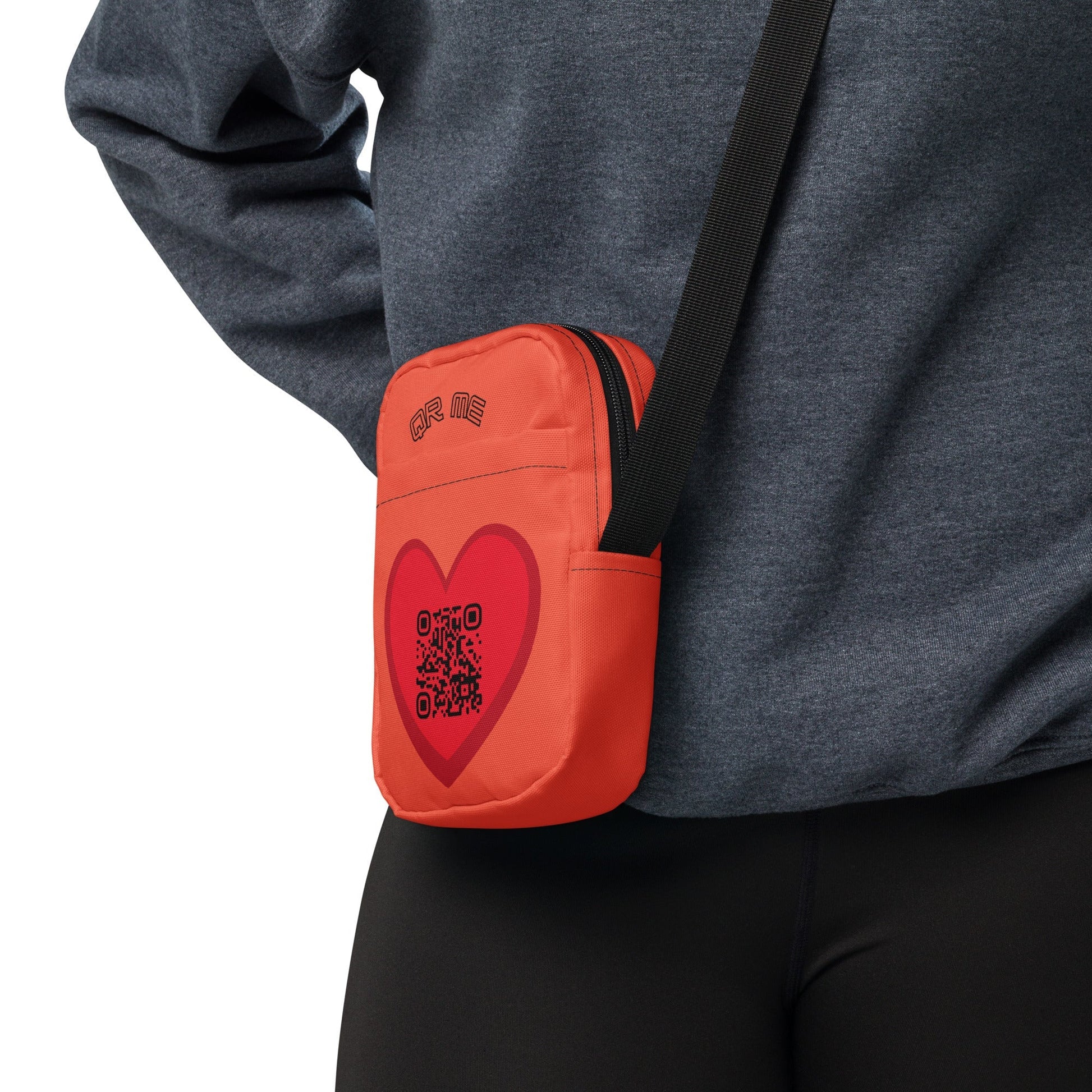 Red Heart Emoji Personalized QR Code crossbody bag