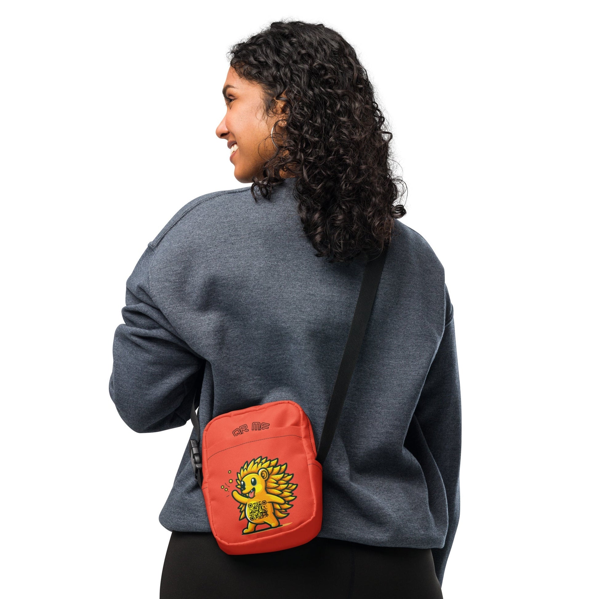 Hedgehog Emoji Personalized QR Code Crossbody Bag