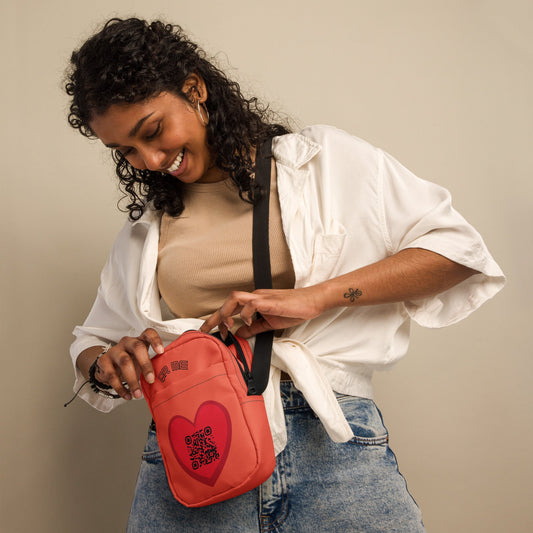 Red Heart Emoji Personalized QR Code crossbody bag