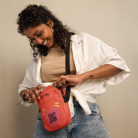 Pink Heart Emoji Personalized QR Code crossbody bag