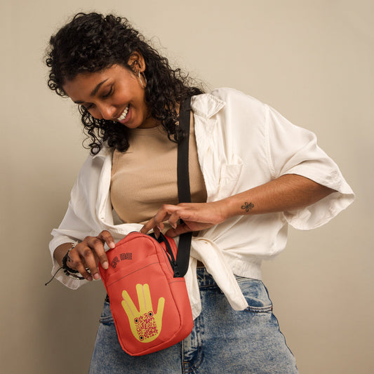 Vulcan Wave Emoji Personalized QR Code crossbody bag