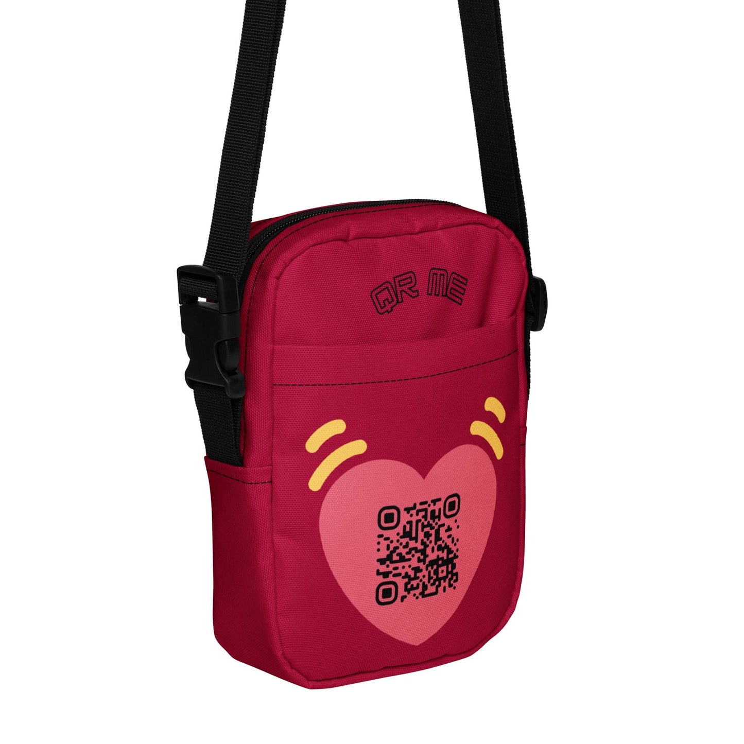 Pink Heart Emoji Personalized QR Code crossbody bag
