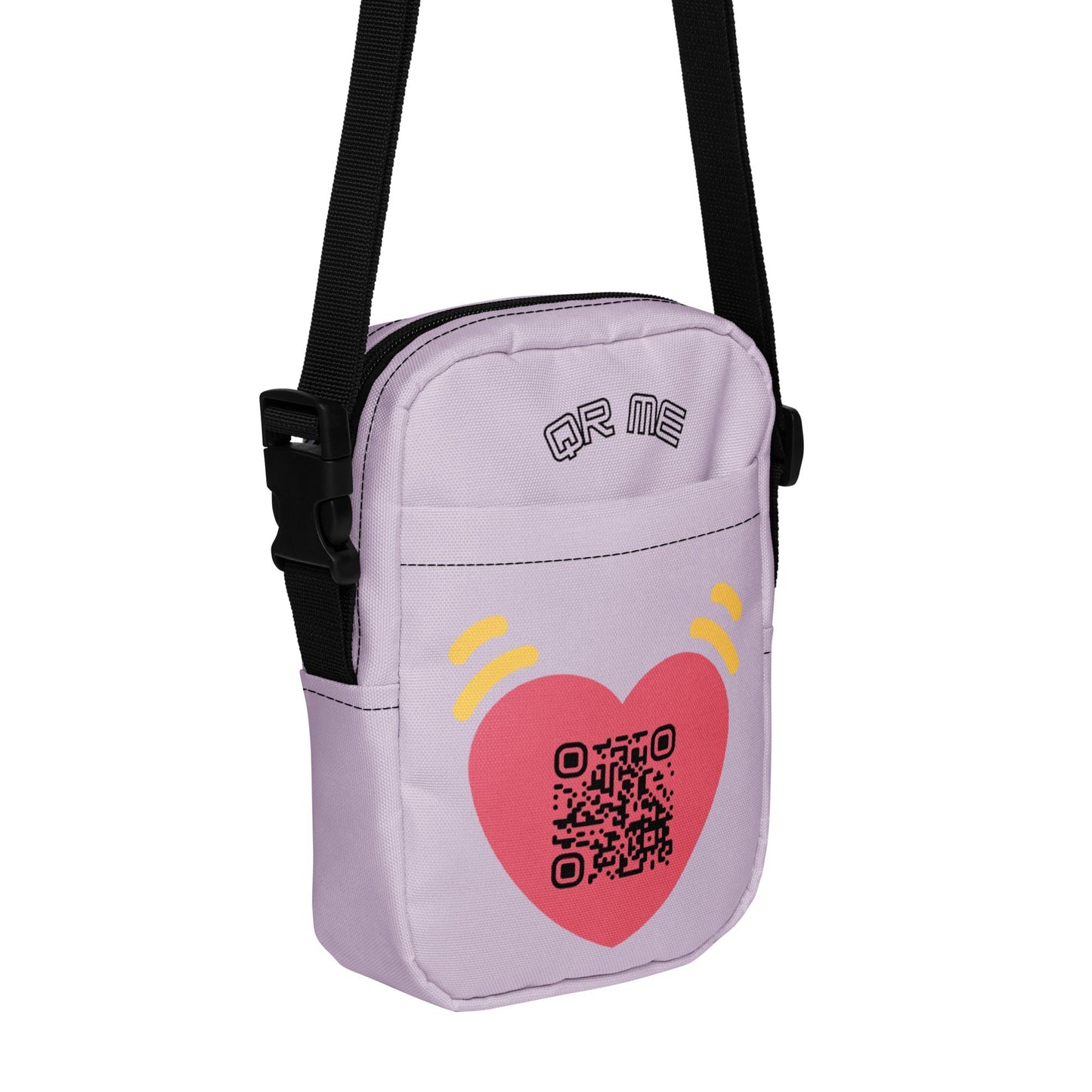 Pink Heart Emoji Personalized QR Code crossbody bag