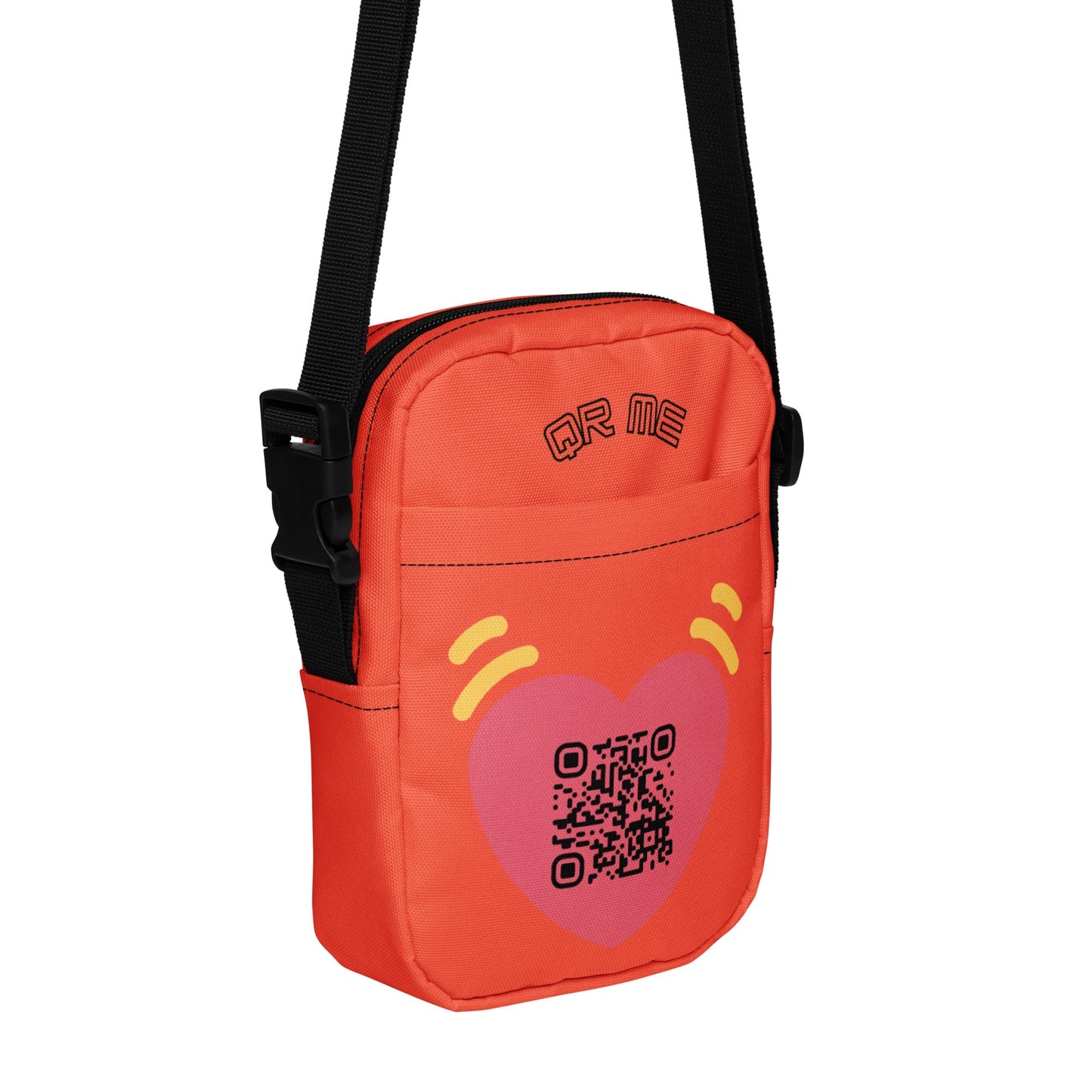 Pink Heart Emoji Personalized QR Code crossbody bag