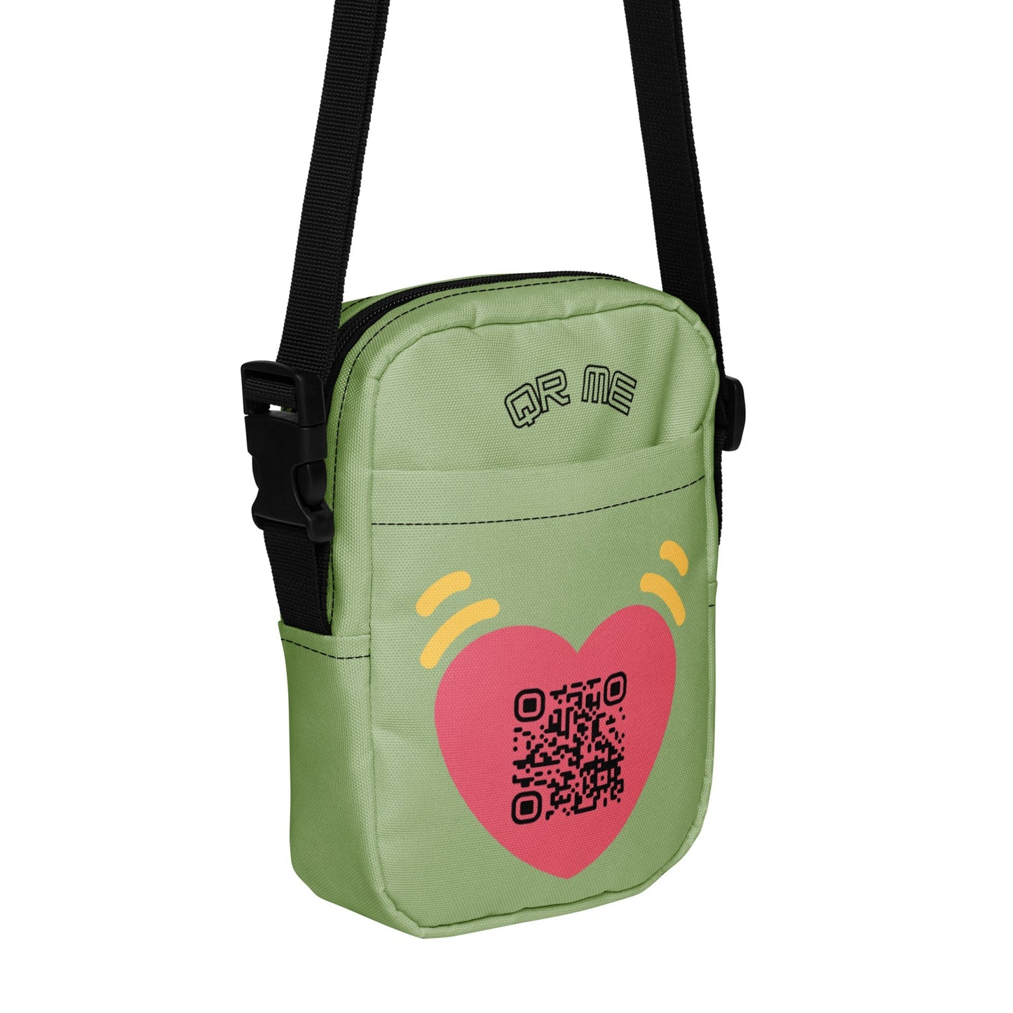 Pink Heart Emoji Personalized QR Code crossbody bag