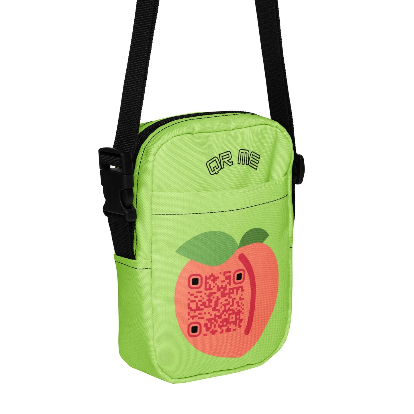 Peach Emoji Personalized QR Code crossbody bag