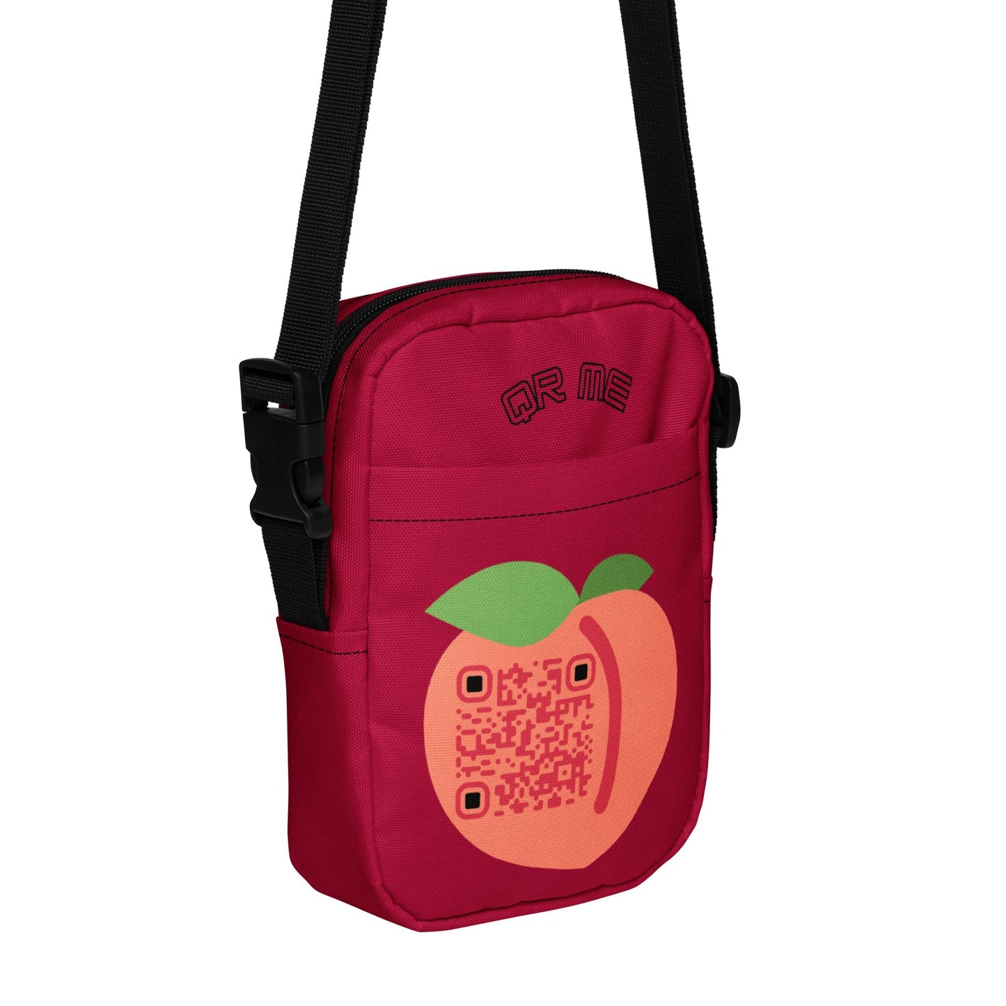 Peach Emoji Personalized QR Code crossbody bag