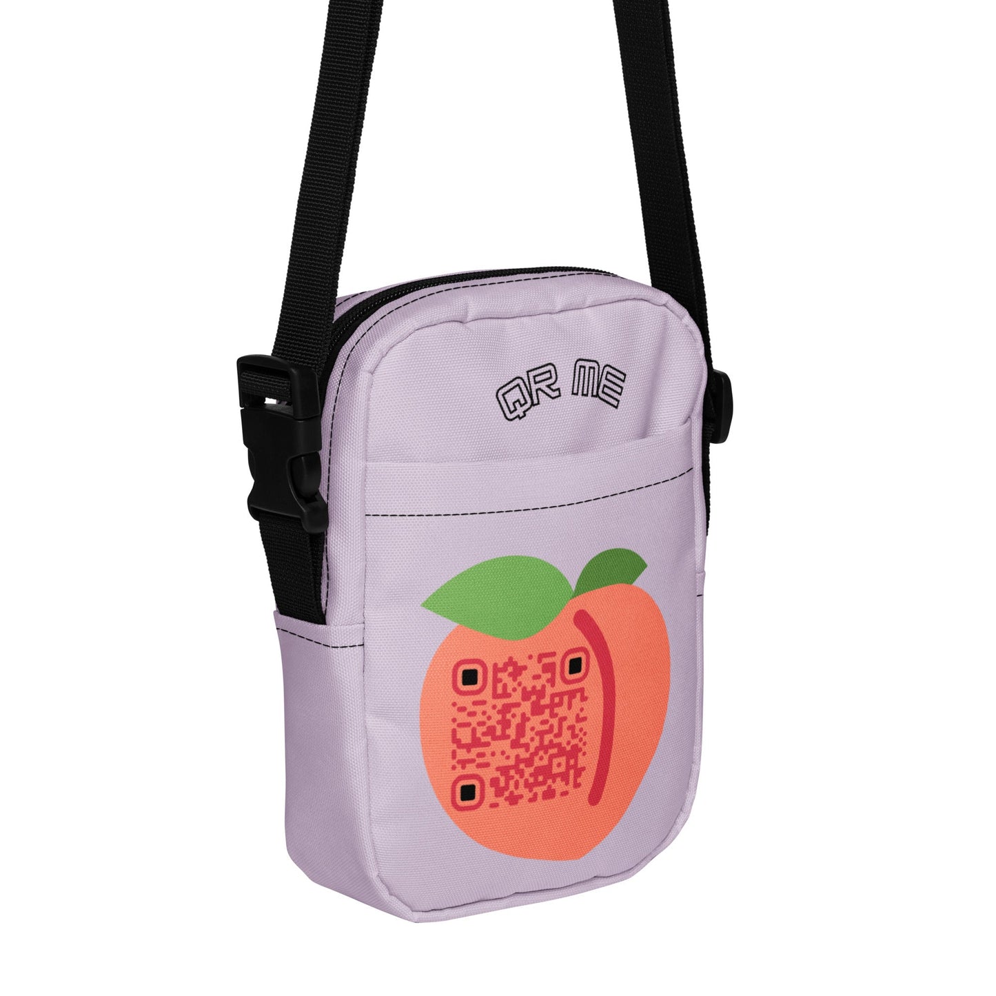 Peach Emoji Personalized QR Code crossbody bag