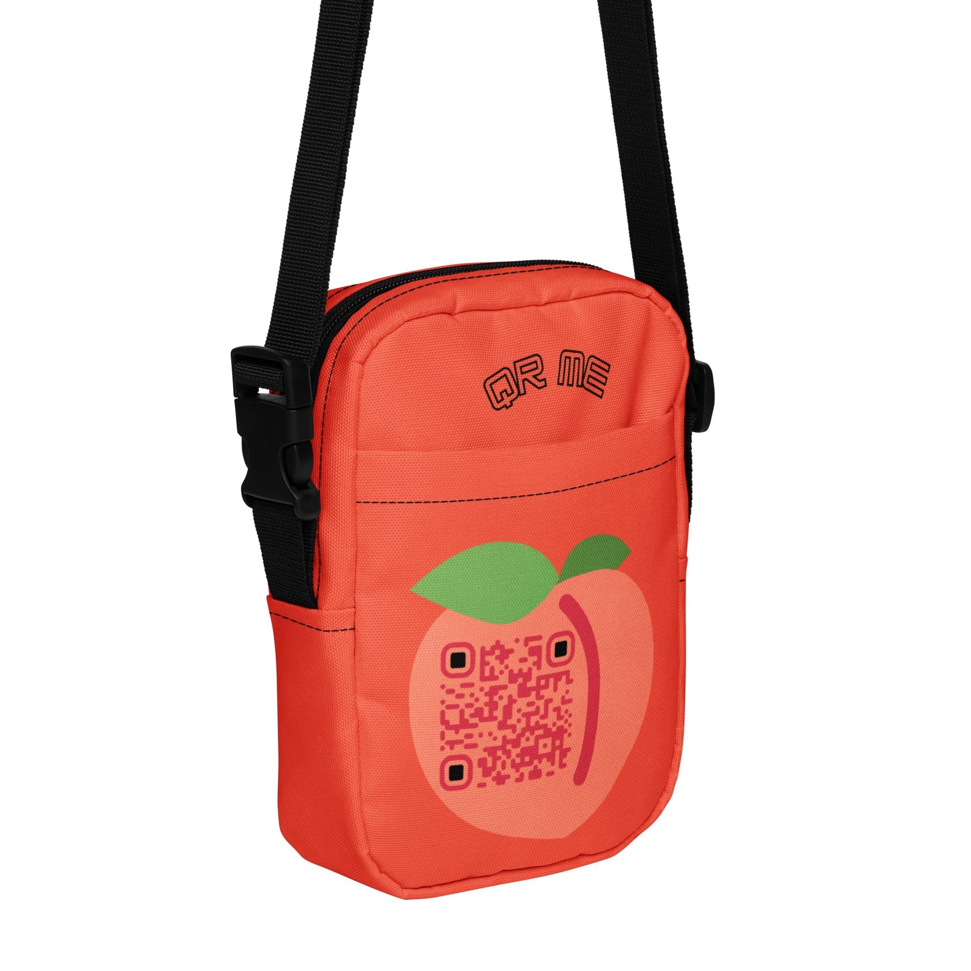 Peach Emoji Personalized QR Code crossbody bag