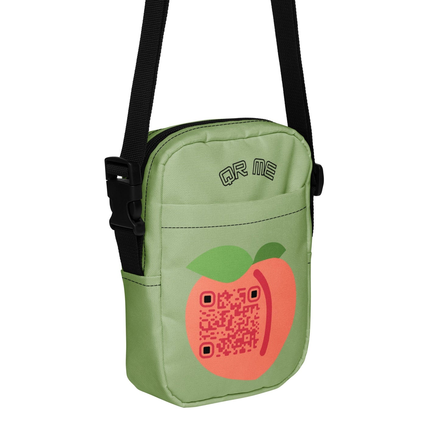 Peach Emoji Personalized QR Code crossbody bag