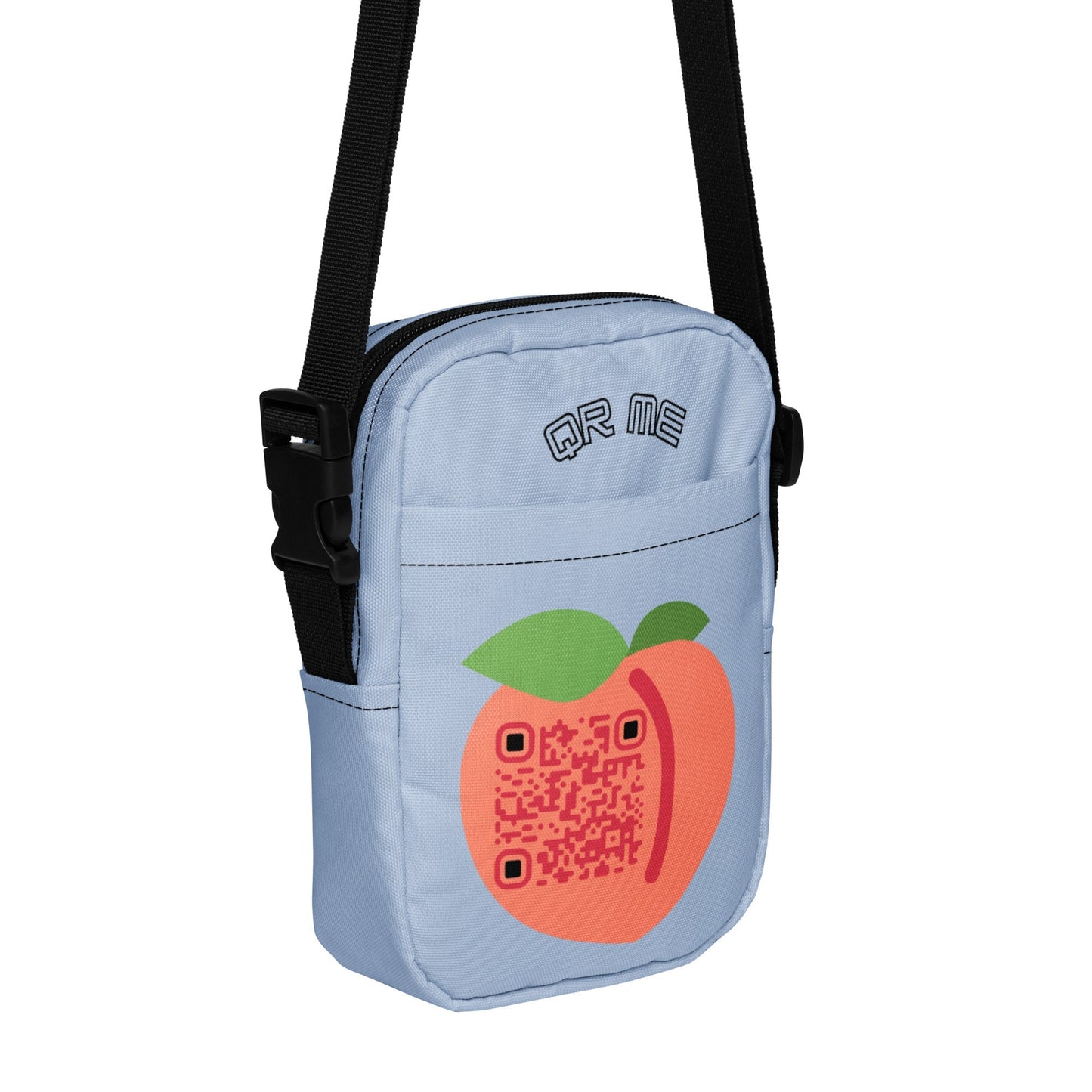 Peach Emoji Personalized QR Code crossbody bag