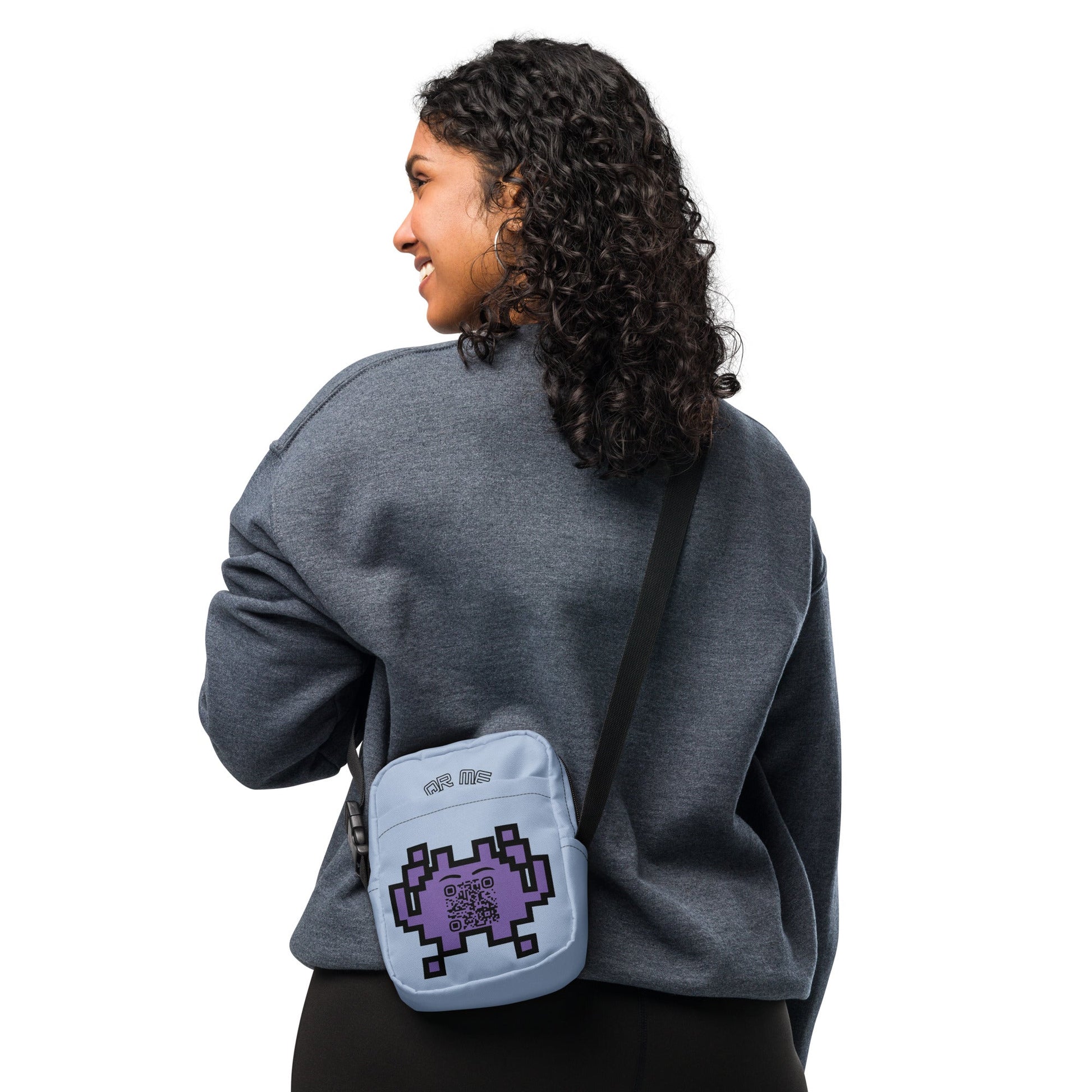Alien Emoji Personalized QR Code crossbody bag