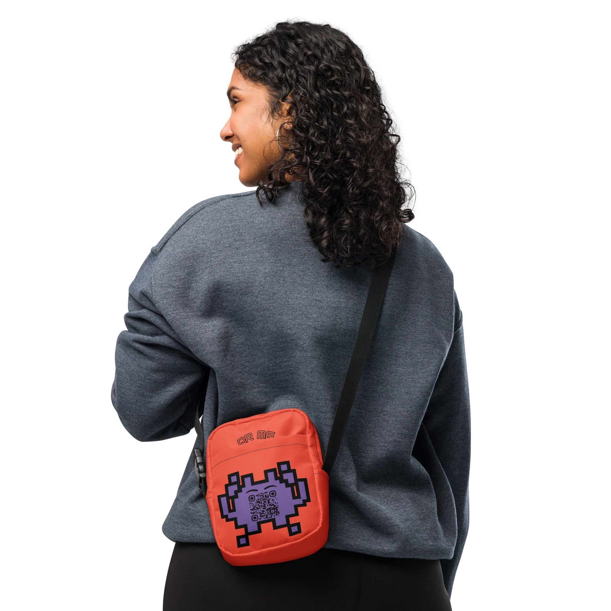Alien Emoji Personalized QR Code crossbody bag
