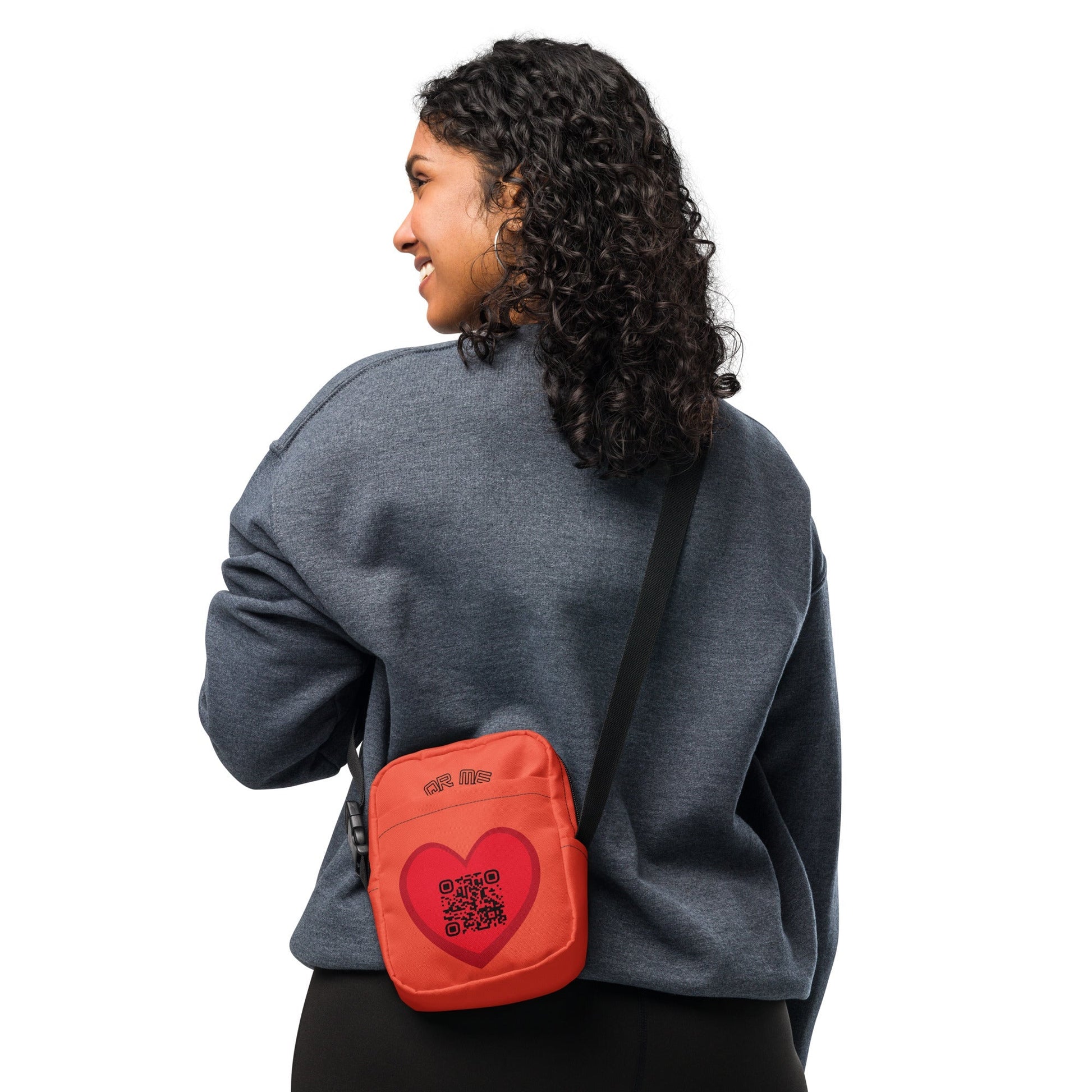 Red Heart Emoji Personalized QR Code crossbody bag