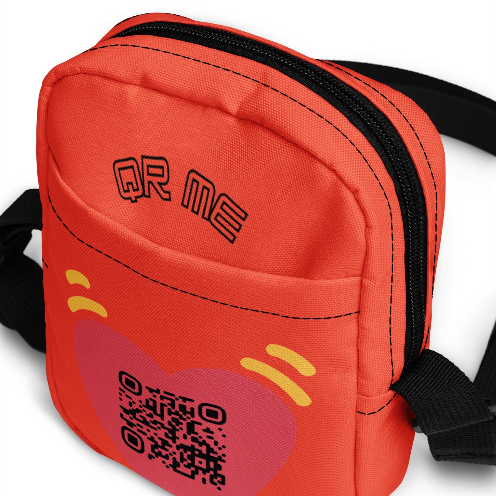 Pink Heart Emoji Personalized QR Code crossbody bag