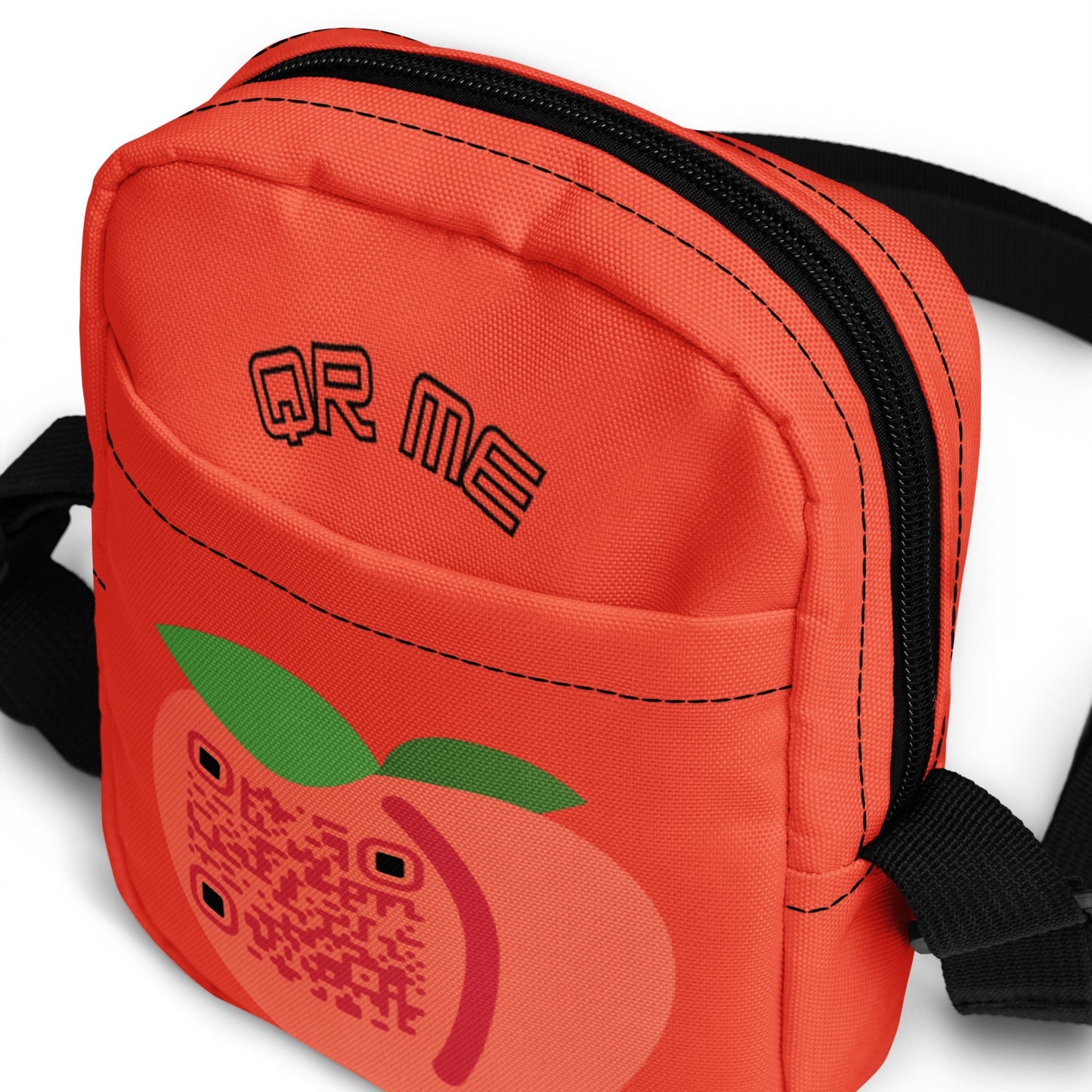 Peach Emoji Personalized QR Code crossbody bag