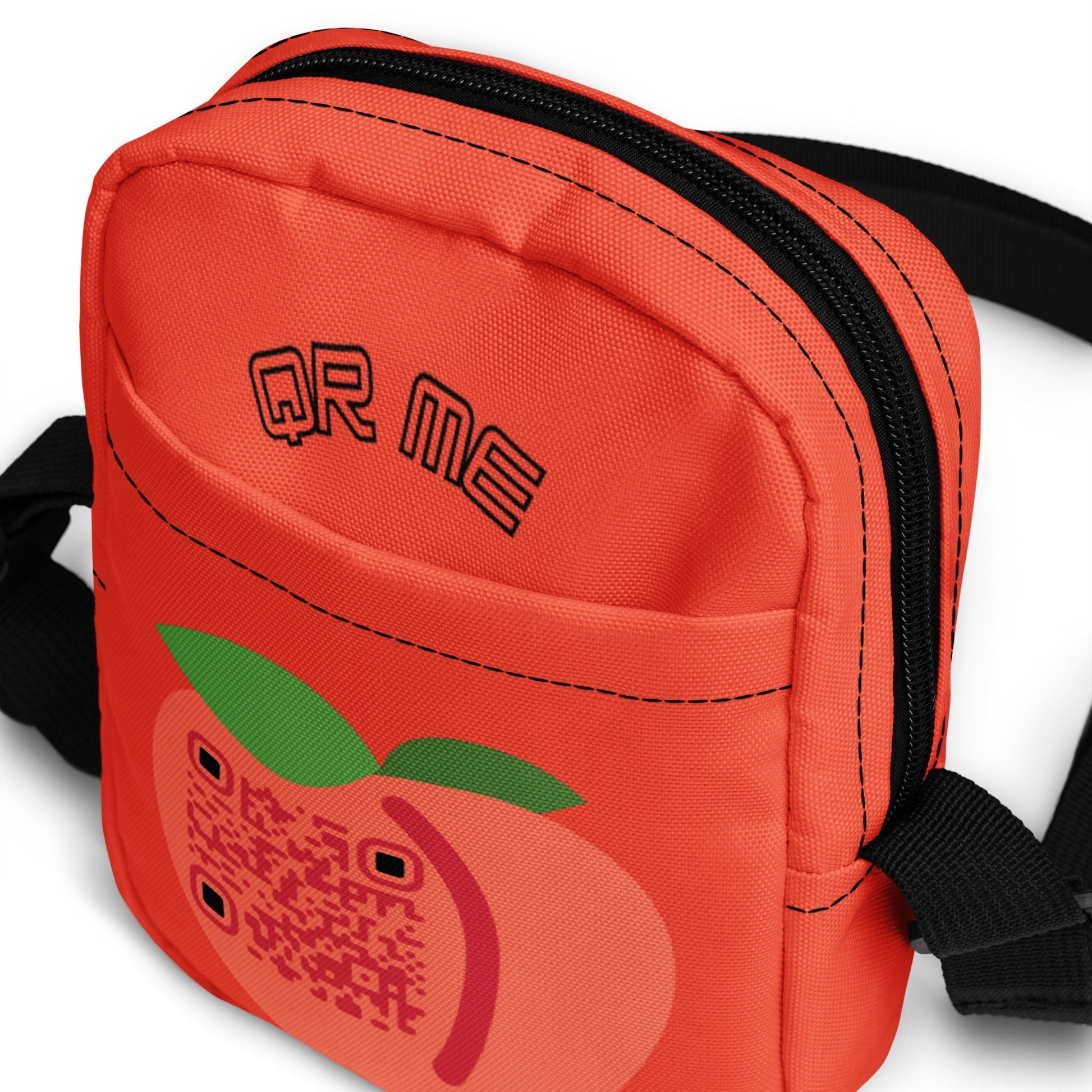 Peach Emoji Personalized QR Code crossbody bag