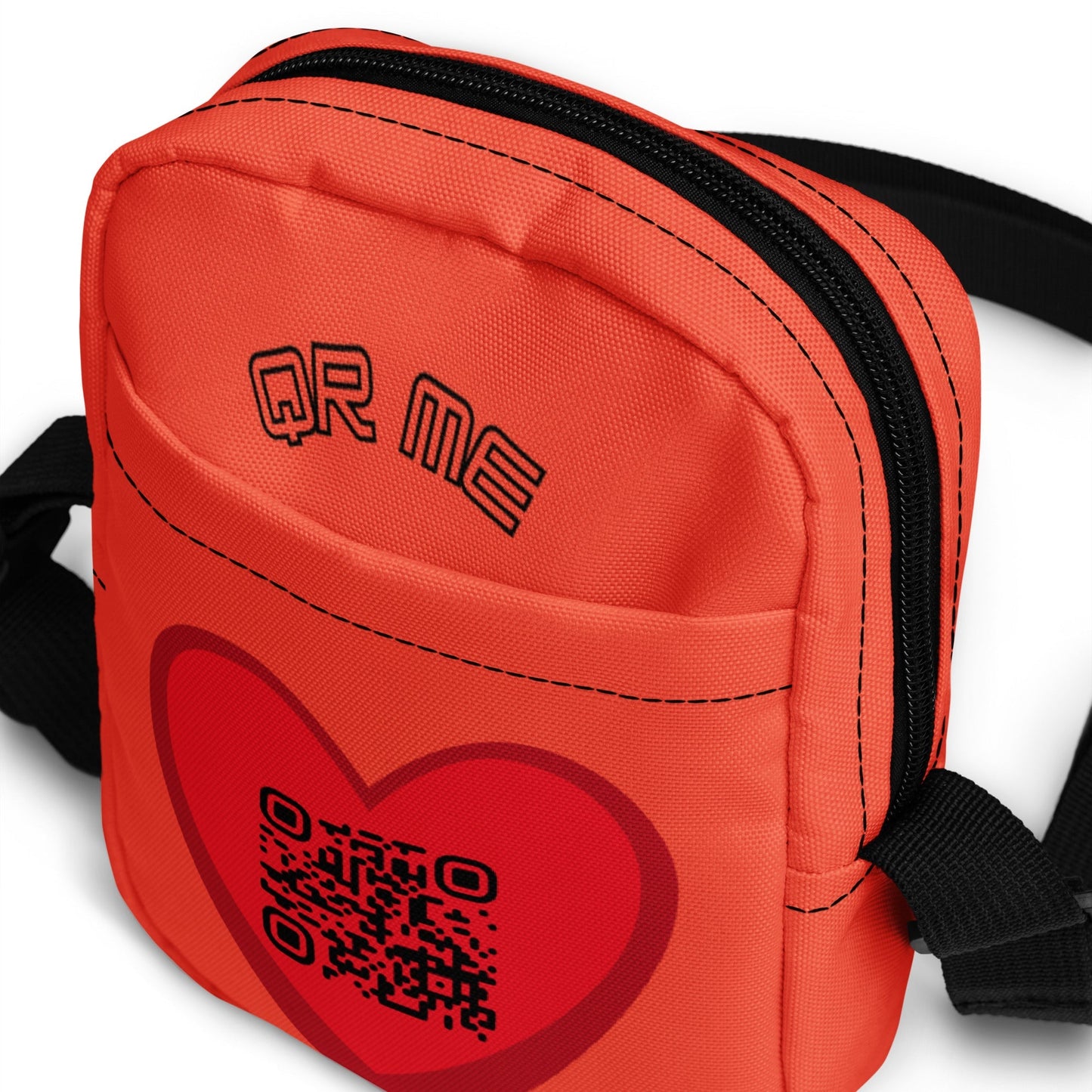 Red Heart Emoji Personalized QR Code crossbody bag