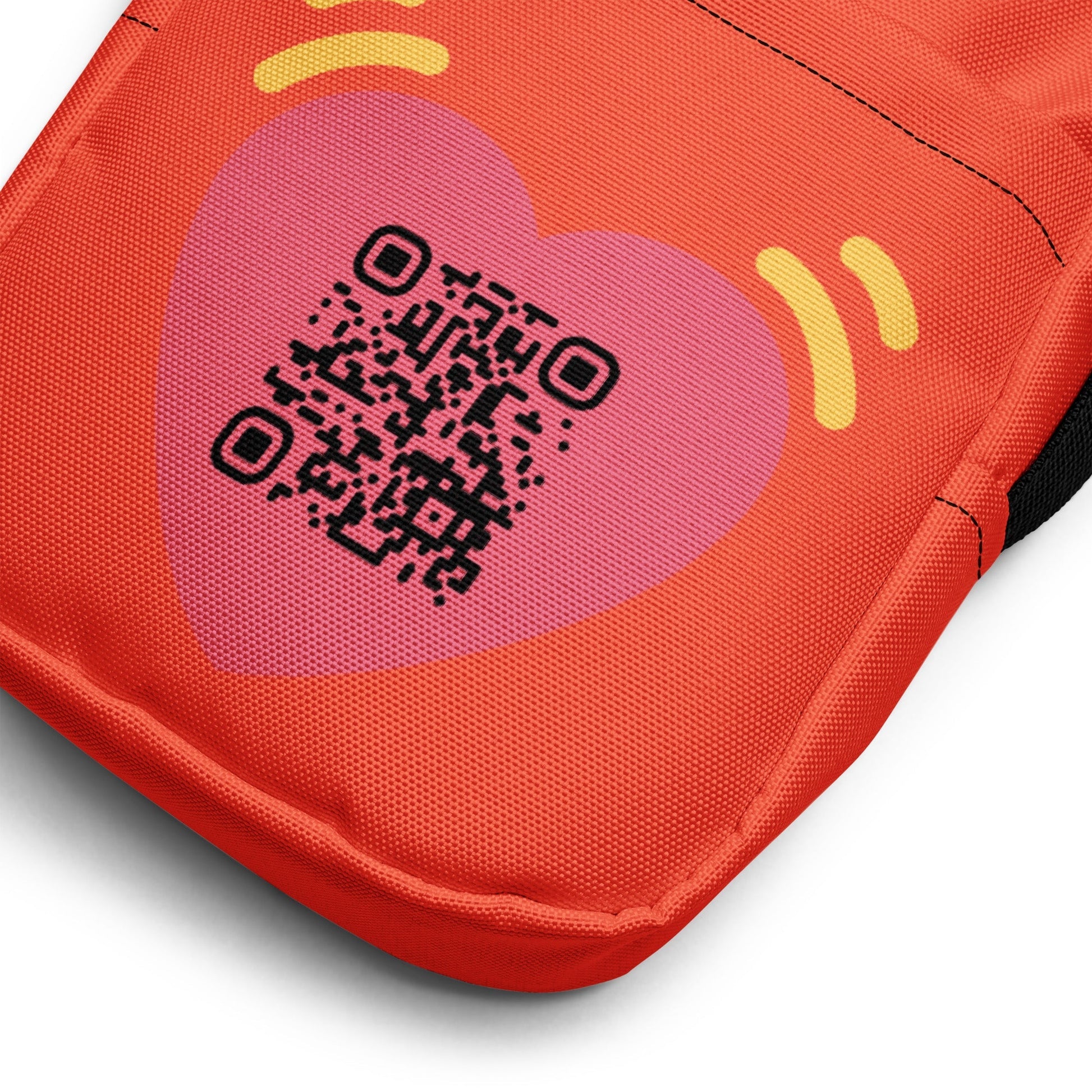 Pink Heart Emoji Personalized QR Code crossbody bag