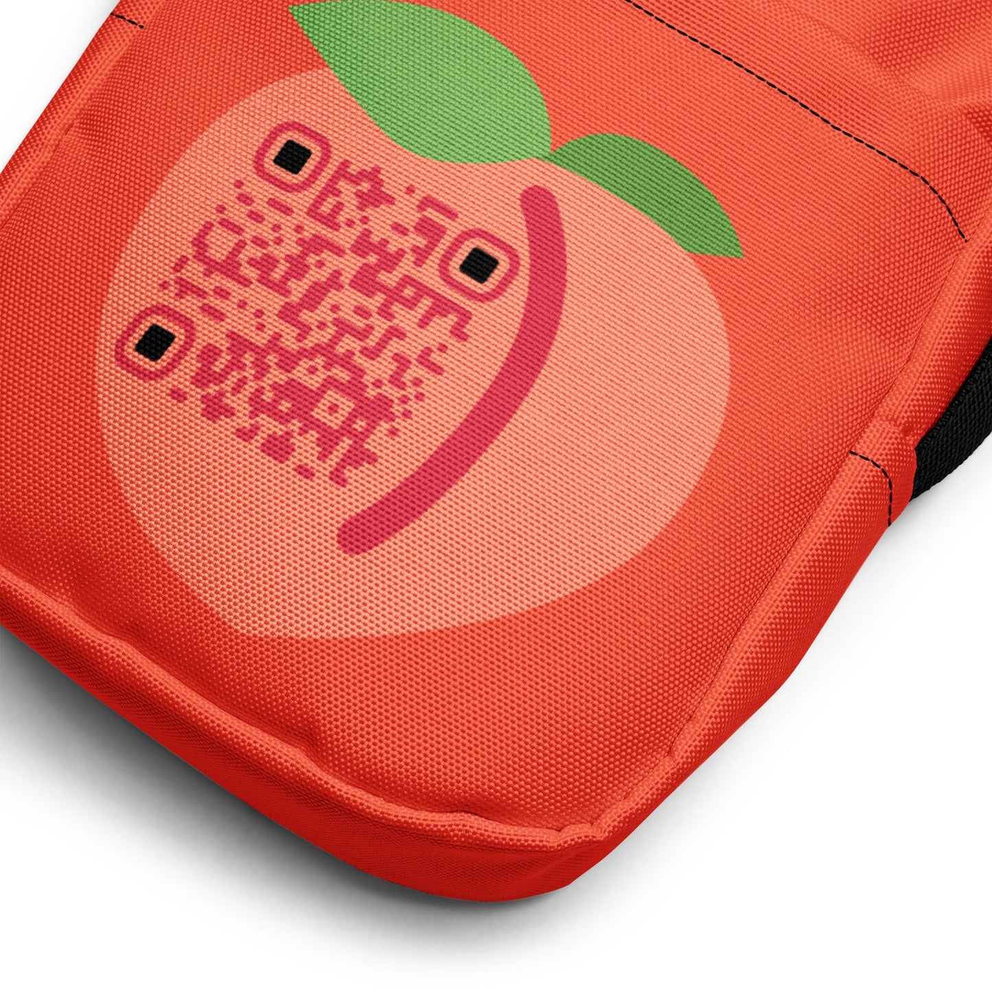 Peach Emoji Personalized QR Code crossbody bag