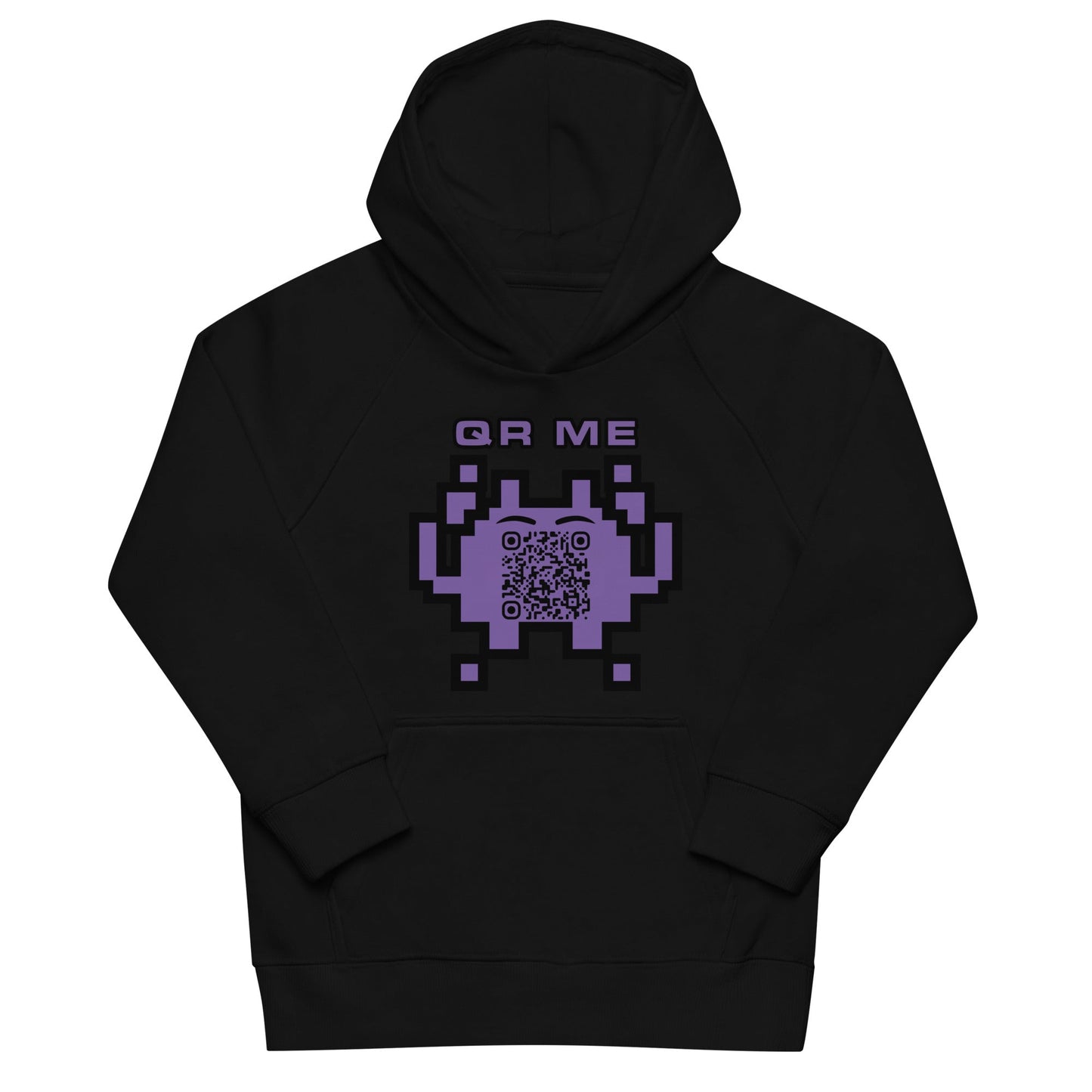 Fun Alien Emoji QR Code Kids eco hoodie