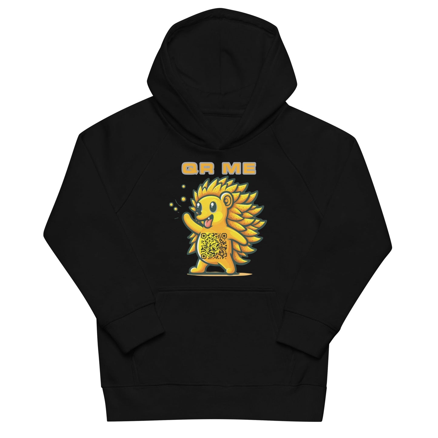 Fun Hedgehog Emoji QR Code Kids eco hoodie