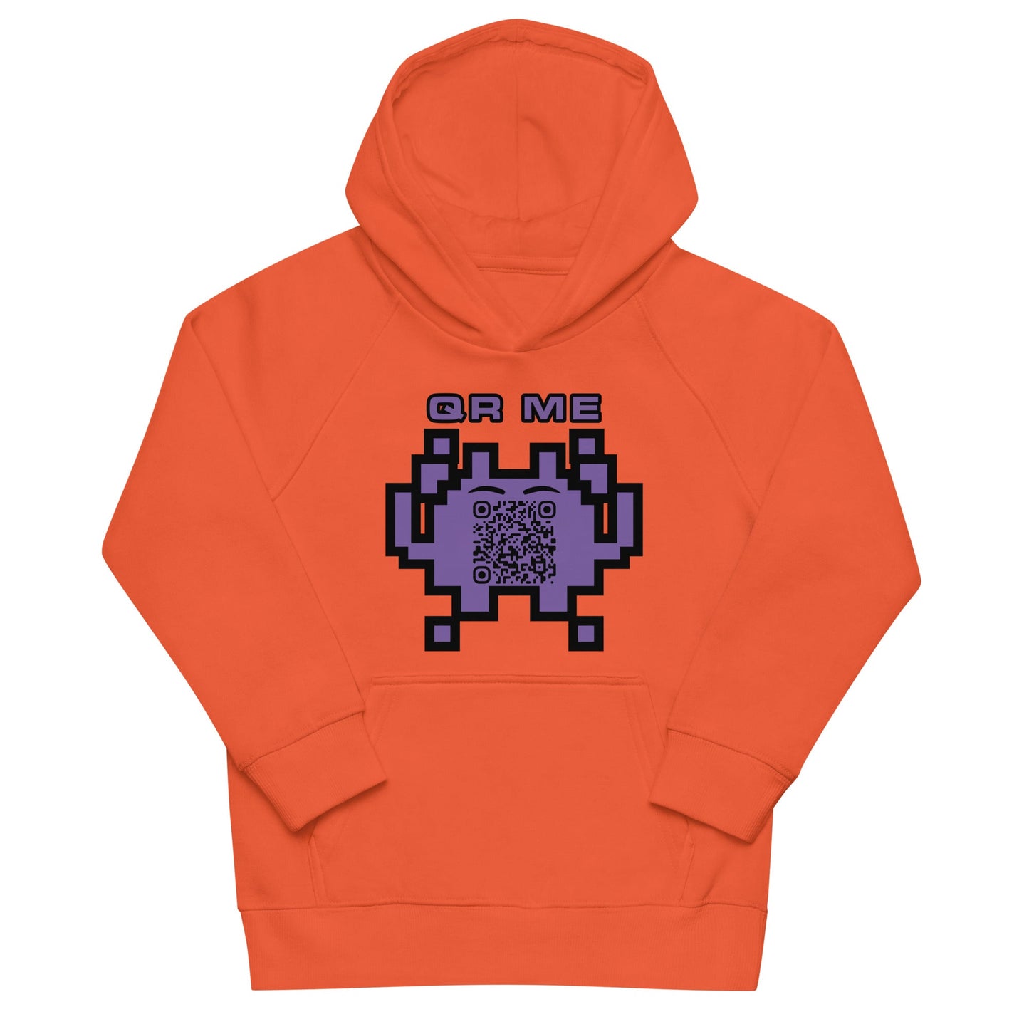 Fun Alien Emoji QR Code Kids eco hoodie