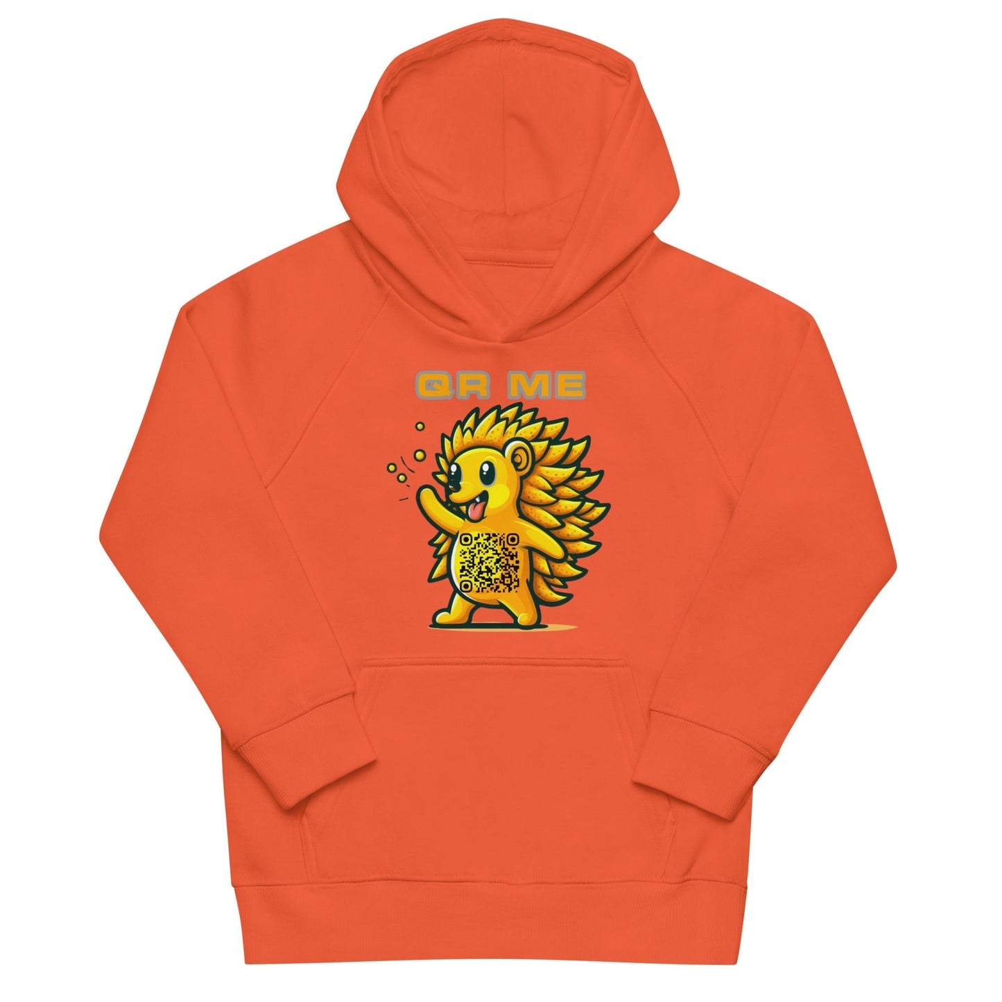 Fun Hedgehog Emoji QR Code Kids eco hoodie