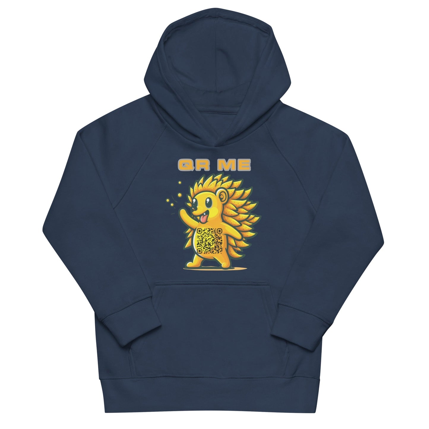 Fun Hedgehog Emoji QR Code Kids eco hoodie