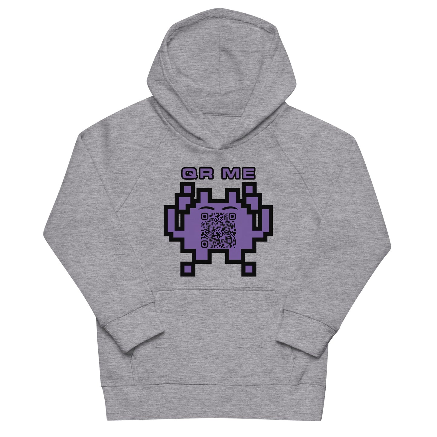 Fun Alien Emoji QR Code Kids eco hoodie