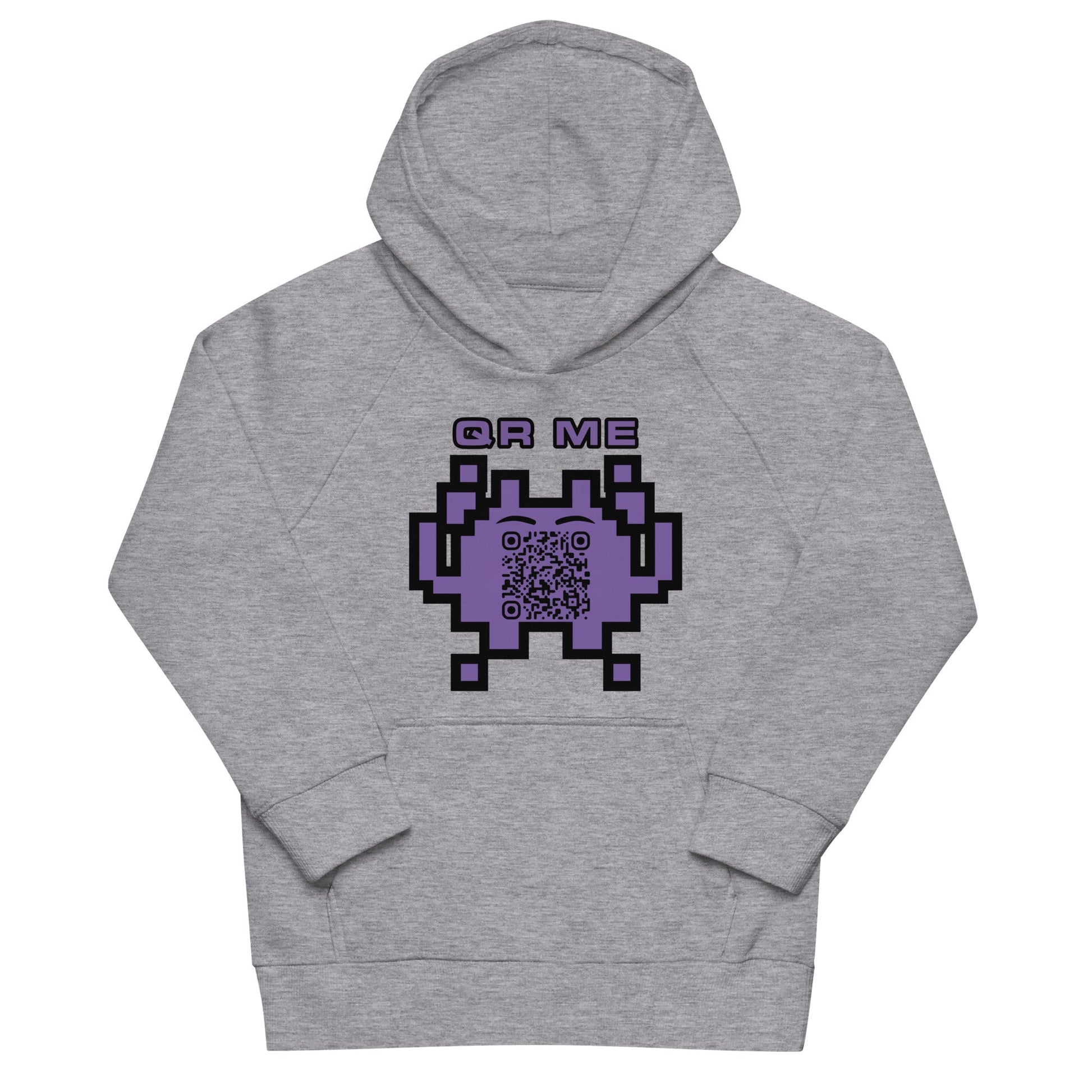 Fun Alien Emoji QR Code Kids eco hoodie