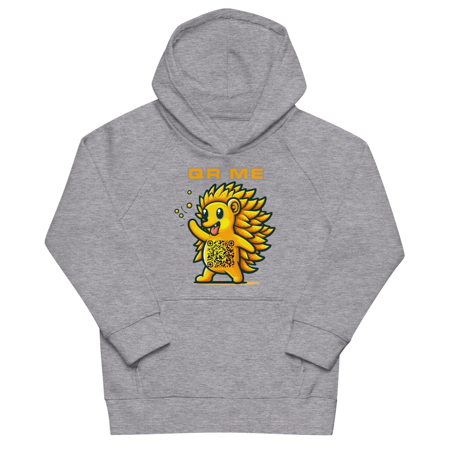 Fun Hedgehog Emoji QR Code Kids eco hoodie
