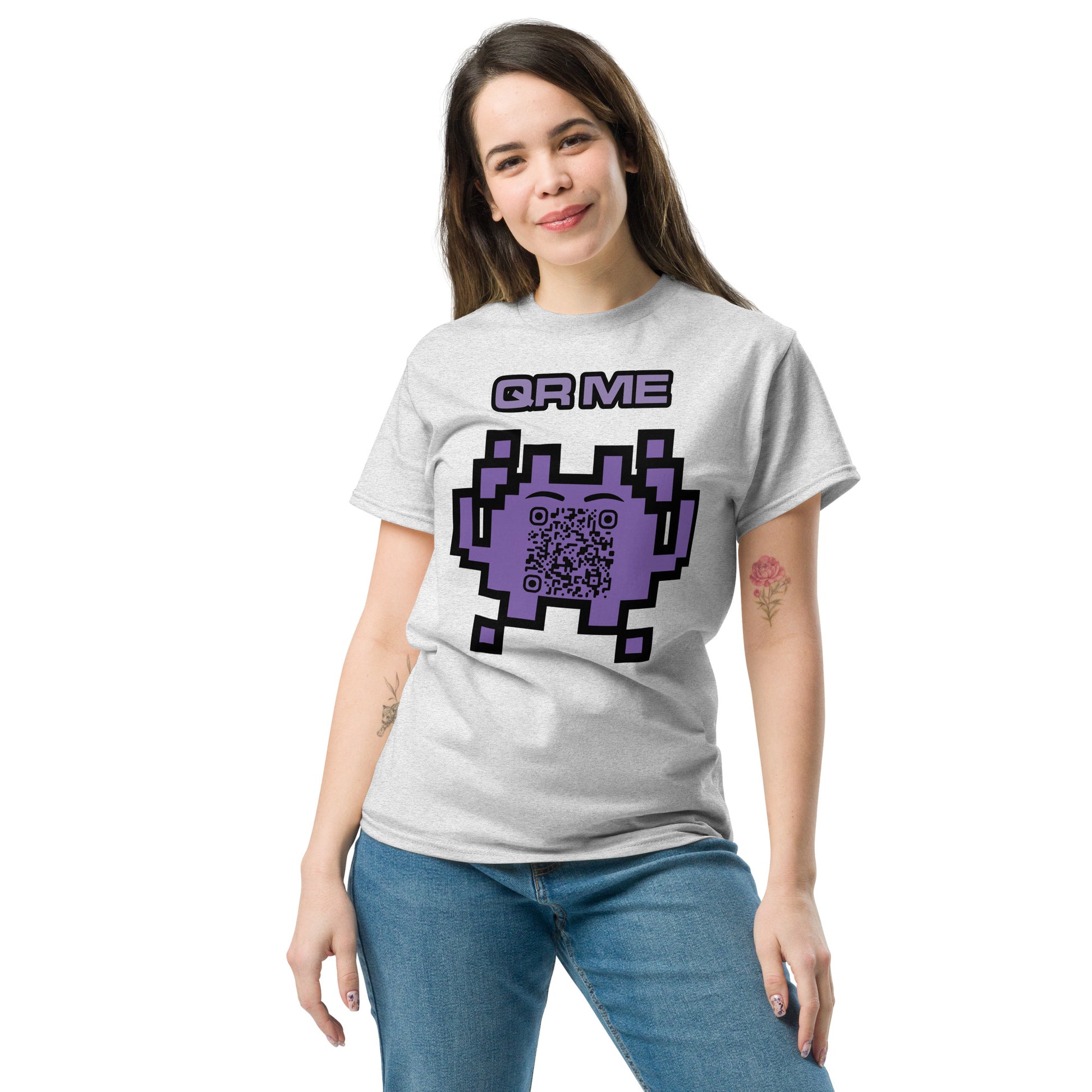 Alien Emoji Personalized QR Code Unisex T-Shirt