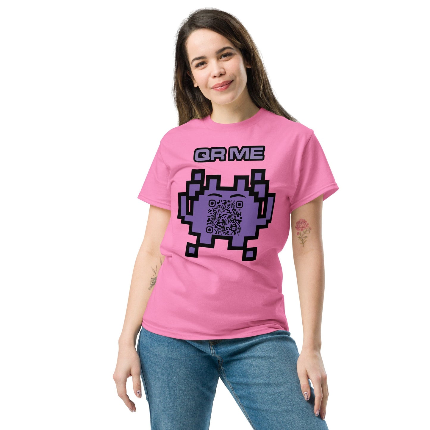 Alien Emoji Personalized QR Code Unisex T-Shirt