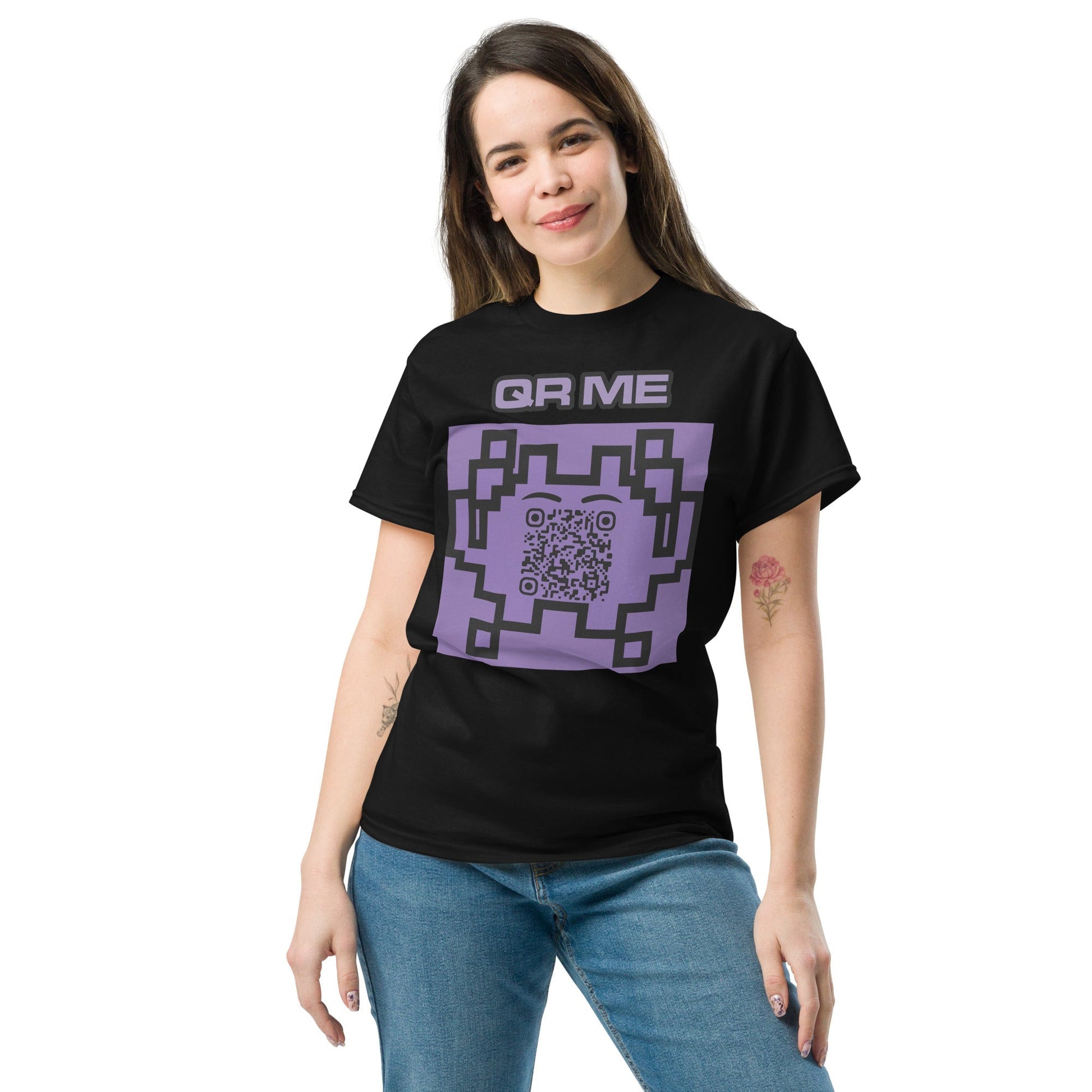 Alien Emoji Personalized QR Code Unisex T-Shirt
