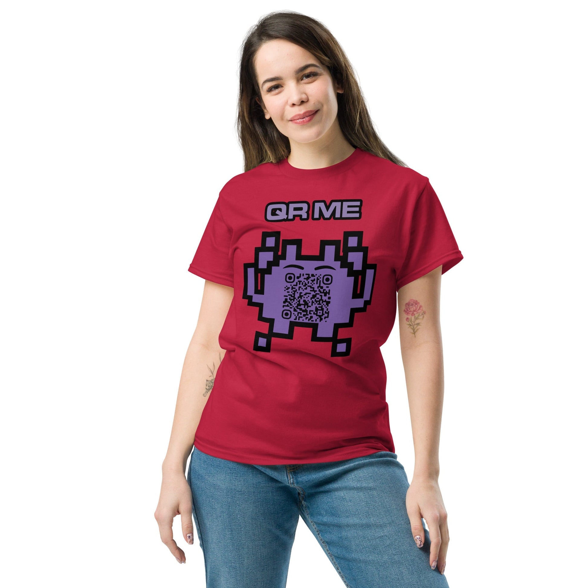 Alien Emoji Personalized QR Code Unisex T-Shirt