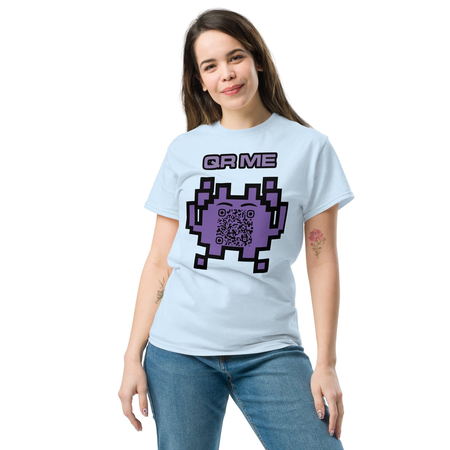 Alien Emoji Personalized QR Code Unisex T-Shirt